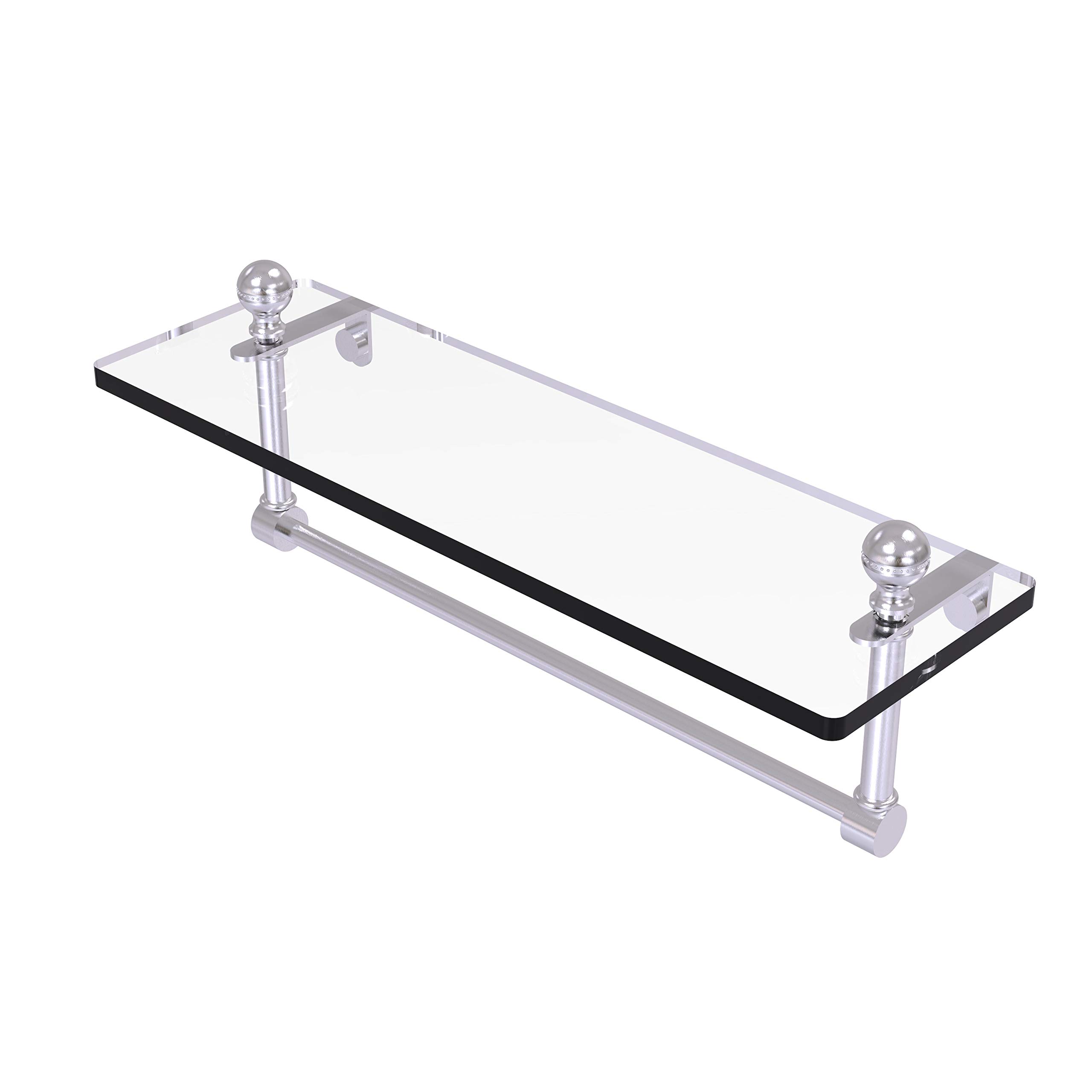 Allied Brass MA-1/16TB-SCH 16-Inch Bathroom Shelf with Towel Bar in Satin Chrome - Perfect for Bathroom Storage and Towel Organization