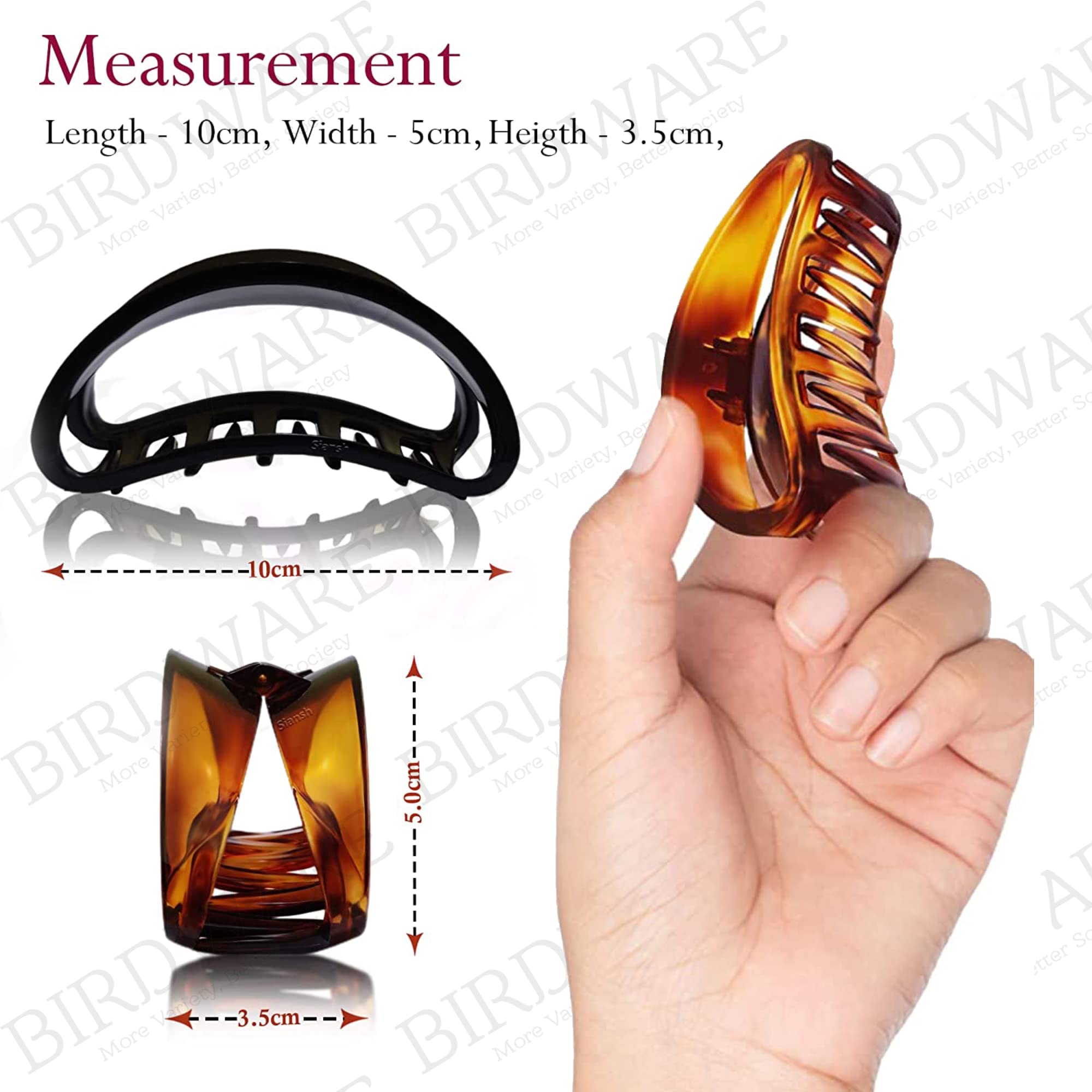 Stylish Acrylic Butterfly Hair Claw Clip Set (2 Pc) - Trendy D-Shape Hair Clutcher for Women & Girls - Brown & Black Korean Hair Accessory - Perfect for Ponytails, Buns & Everyday Hairstyles