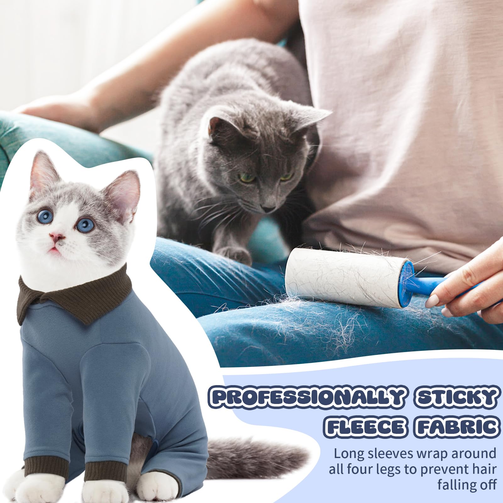 Soft Cat Recovery Suit - Post-Surgery Onesie for Male & Female Cats | Anti-Shedding Shirt & Comfortable Pajamas | Perfect for Wound Protection, Stress Relief & Hairball Control (Ideal After Spay/Neuter Surgery)