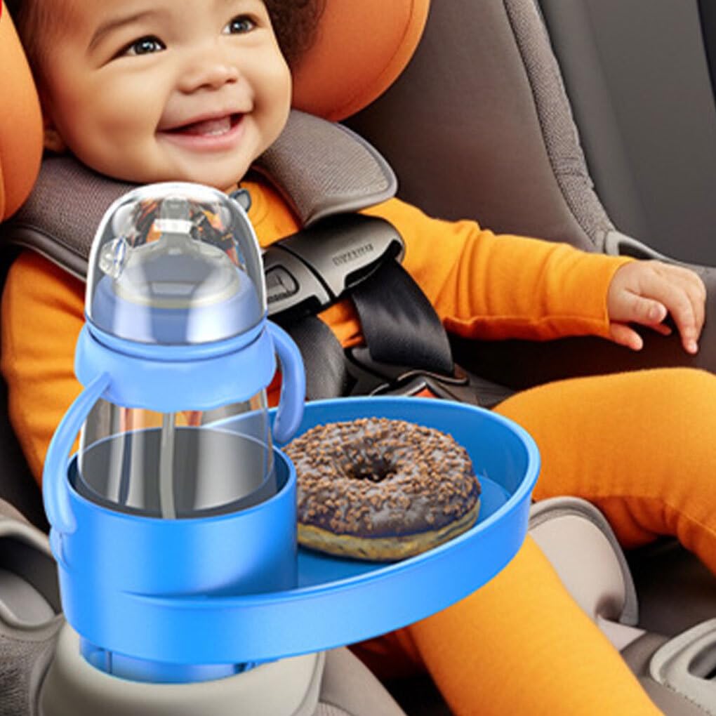 2-Pack Car Seat Cup Holder & Snack Tray - ABS Travel Tray for Strollers & Car Seats - Secure Snacks & Drinks On-The-Go - Perfect for Road Trips, Baby Strolls & Family Travel