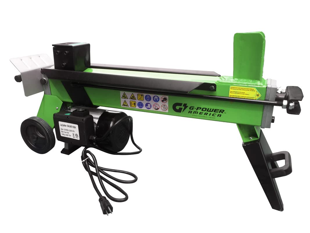 5 Ton G-Power Electric Log Splitter - 1500W Hydraulic Wood Splitter for Firewood & Forestry | Heavy Duty Horizontal Log Splitter for Home, Farm & Outdoor Use
