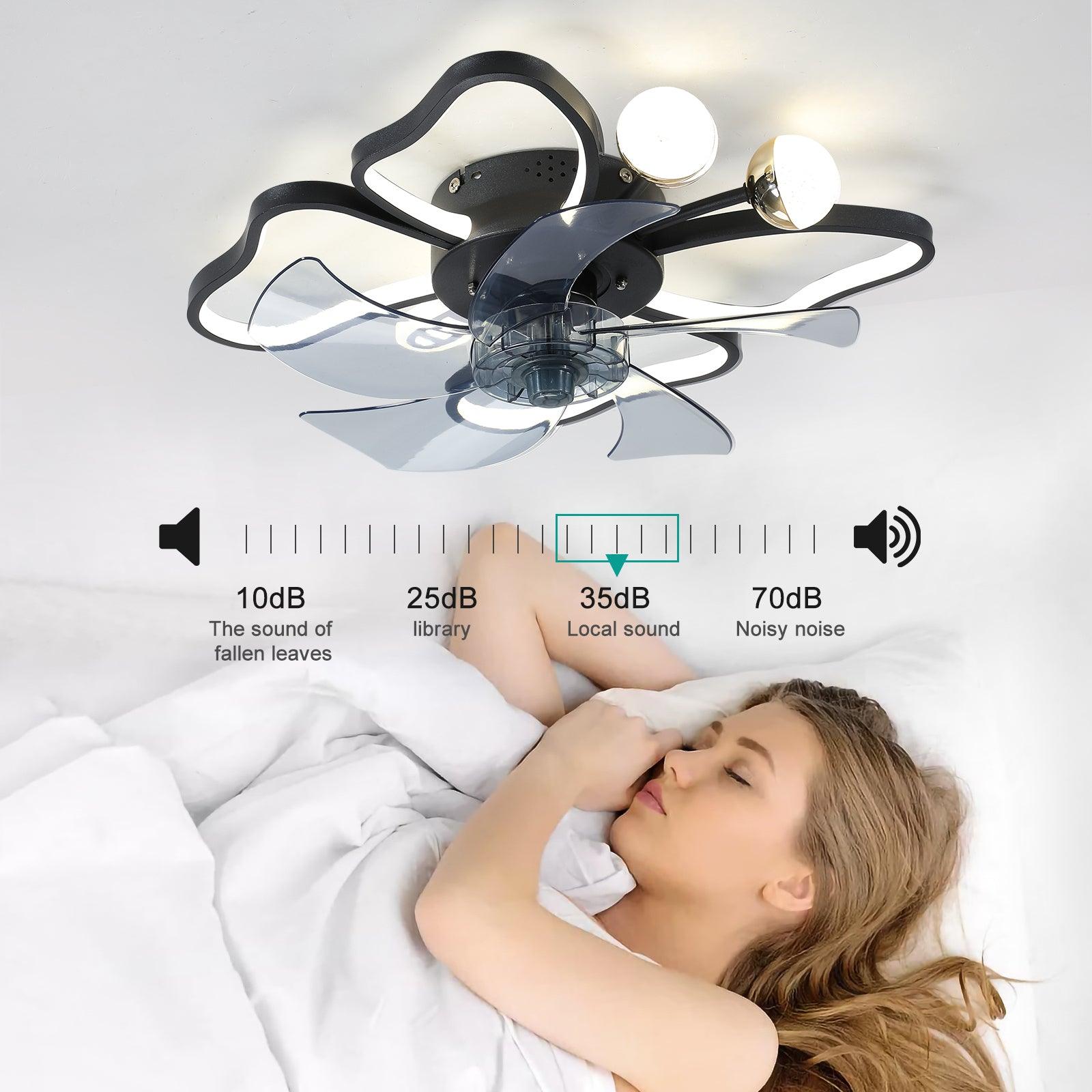 19.7 Inch Modern Black Ceiling Fan with Remote Control - Butterfly Design, Quiet Operation, Timer Function - Perfect for Bedroom, Living Room & Kids' Room (Energy Efficient & Stylish Home Cooling Solution)