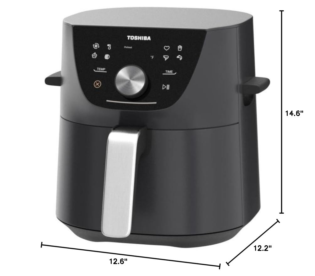 Toshiba 5.5QT Air Fryer with Heat-Q Technology - 8 Preset Menus, Menu-IQ Function & 1°F Precision for Healthier 90% Less Oil Cooking | Perfect for Quick Family Meals, Snacks & Healthy Lifestyle | Double-Sided Handles for Easy Handling