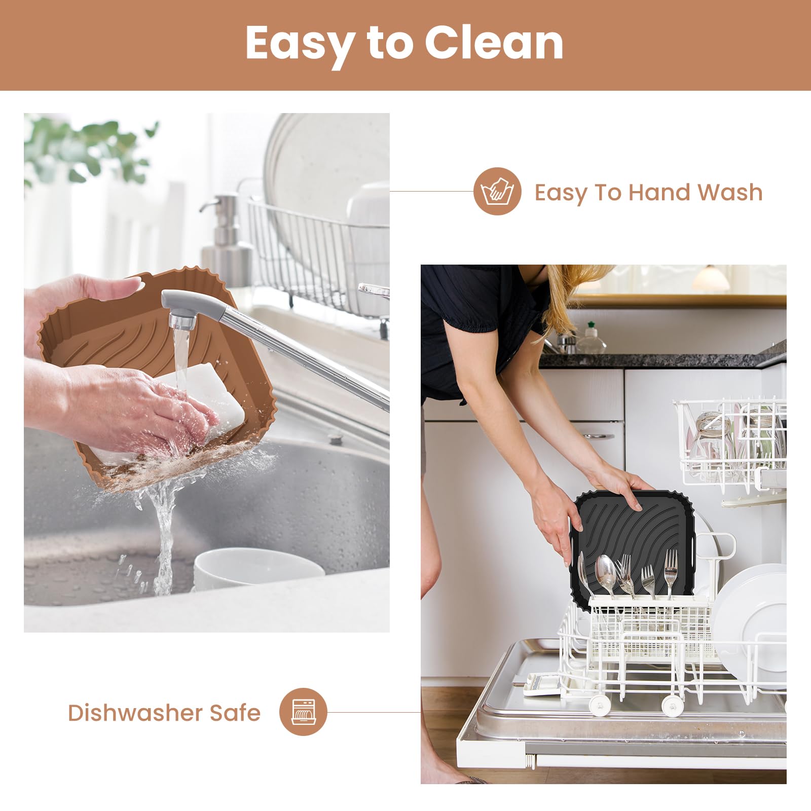 Non-Stick Silicone Air Fryer Basket Liners 7 Inch (3 Pack) - Reusable Square Liners for 4-6 QT Air Fryers, Safe Parchment Paper Replacement - Perfect for Baking, Roasting & Frying Accessories - Ideal for Healthy Cooking & Meal Prep