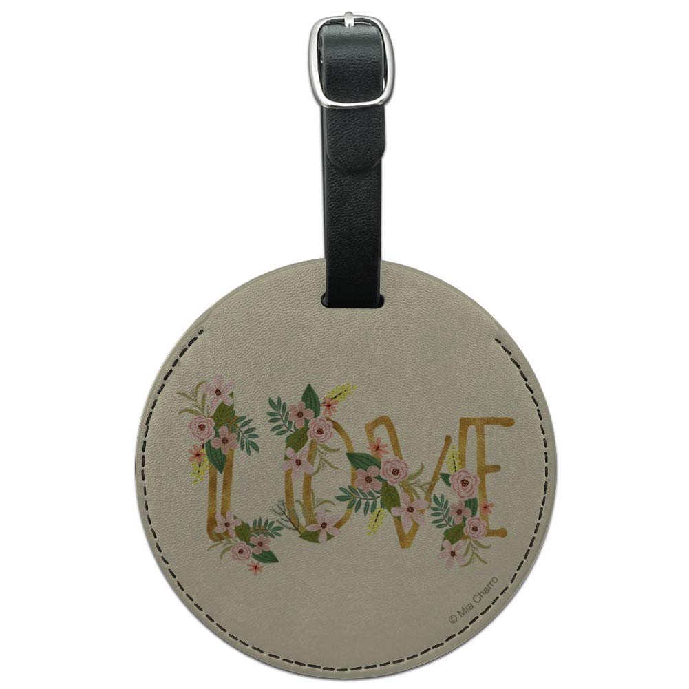 Round Leather Luggage Tag - Personalized Carry-On ID Tag for Suitcases with Floral Design | Perfect for Travel, Business Trips & Vacation Identification