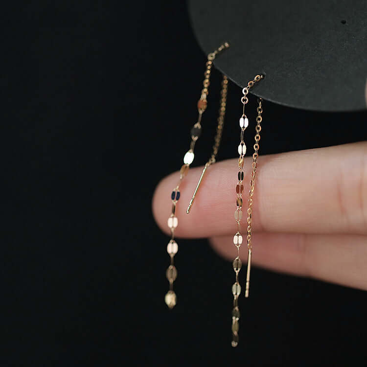 Minimalist Lip Chain Tassel Spiral Earrings for Women - Trendy Boho Chic Dangle Ear Jewelry | Perfect for Parties, Weddings & Everyday Wear | R0624