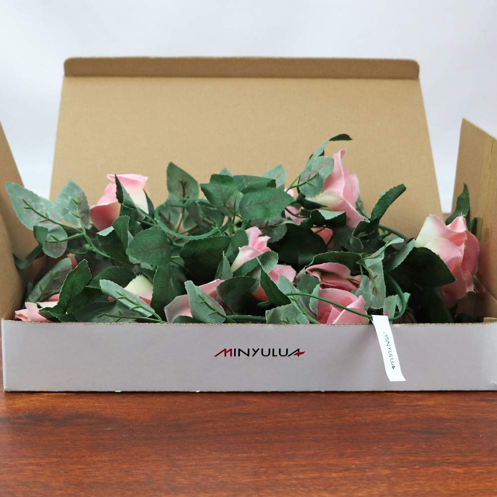 2PCS Artificial Rose Garland - MINYULUA Silk Flower Vine, Fake Hanging Roses for Wedding Arch, Home Decor, Garden Wall (Indoor/Outdoor Use) - Perfect for Bridal Showers, Party Backdrops & Romantic Decorations