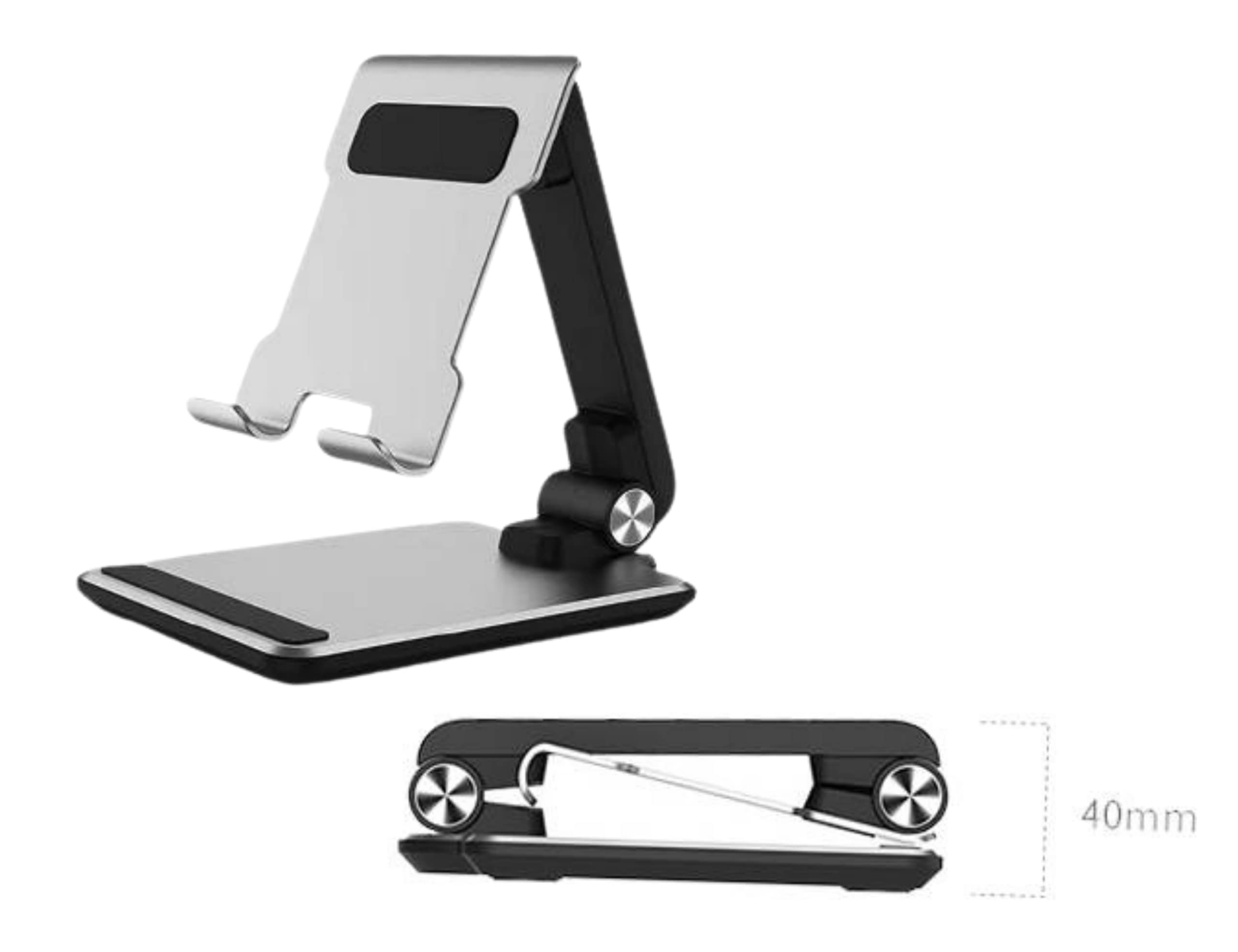 JBGold Foldable Adjustable Cell Phone Stand - Silver | Universal Desktop Phone Holder for iPhone, Samsung, iPad | Perfect for Work, Home & Travel