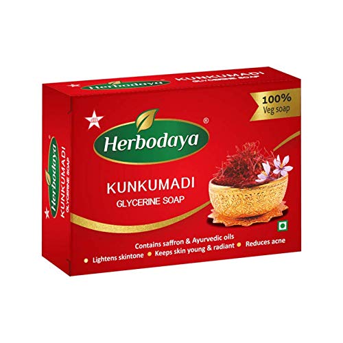 Herbodaya Kunkumadi Glycerine Soap - 125g | Ayurvedic Face Cleanser for Glowing Skin | Perfect for Daily Skincare & Spa Treatments