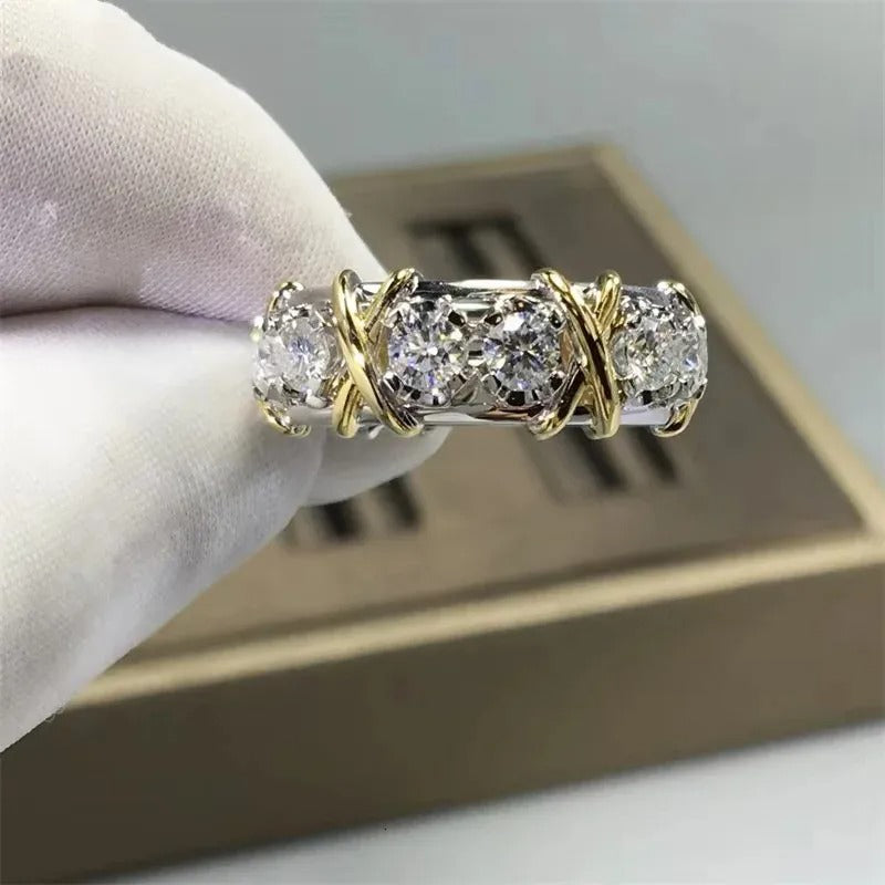 14K White Gold 8 Ring Set with VVS Moissanite Diamonds - Perfect for Weddings, Anniversaries & Special Occasions