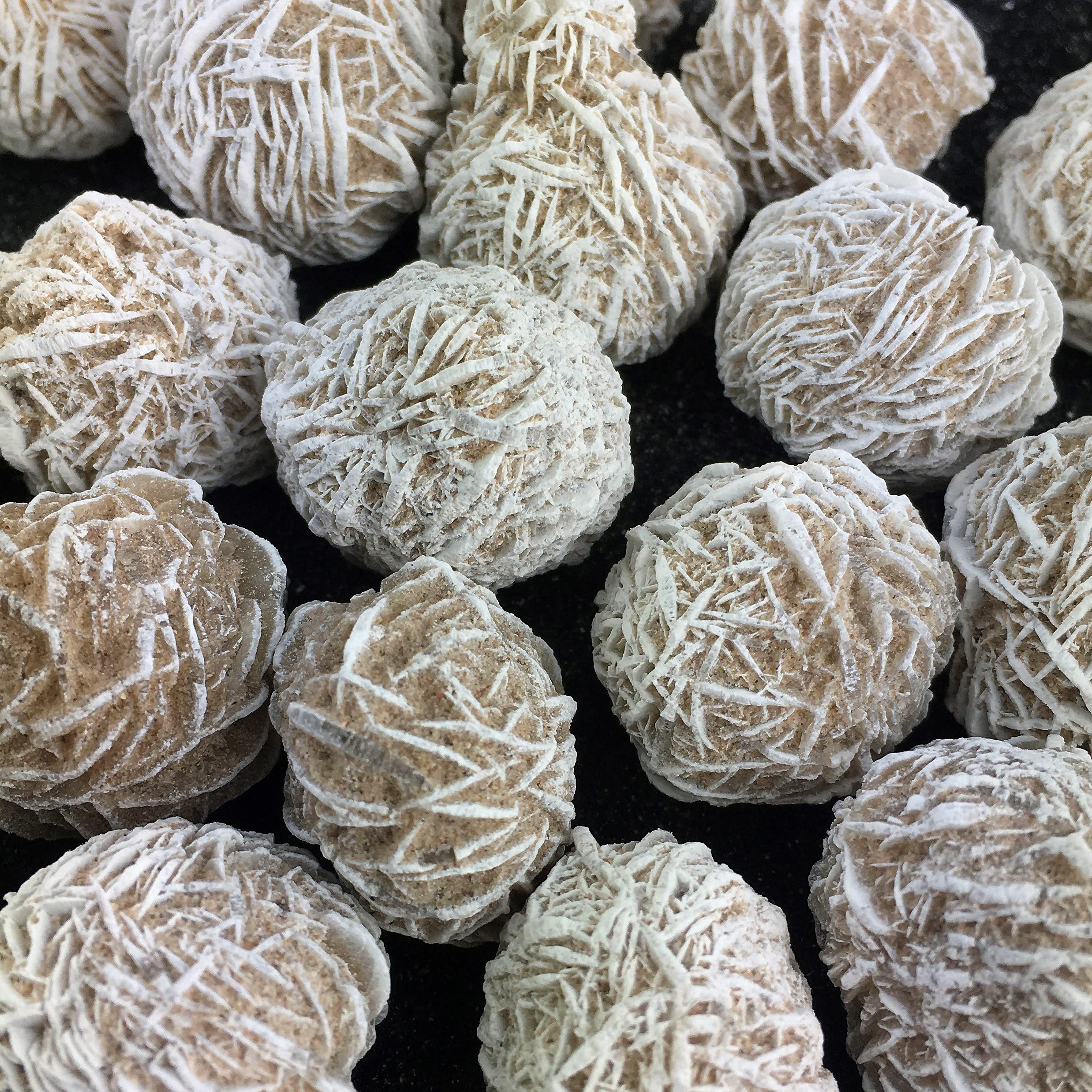 Pachamama Essentials Desert Rose Selenite Mineral Set of 5 - Natural Healing Crystals for Meditation, Reiki, and Home Decor - Spiritual Energy Cleansing Stones for Yoga & Feng Shui