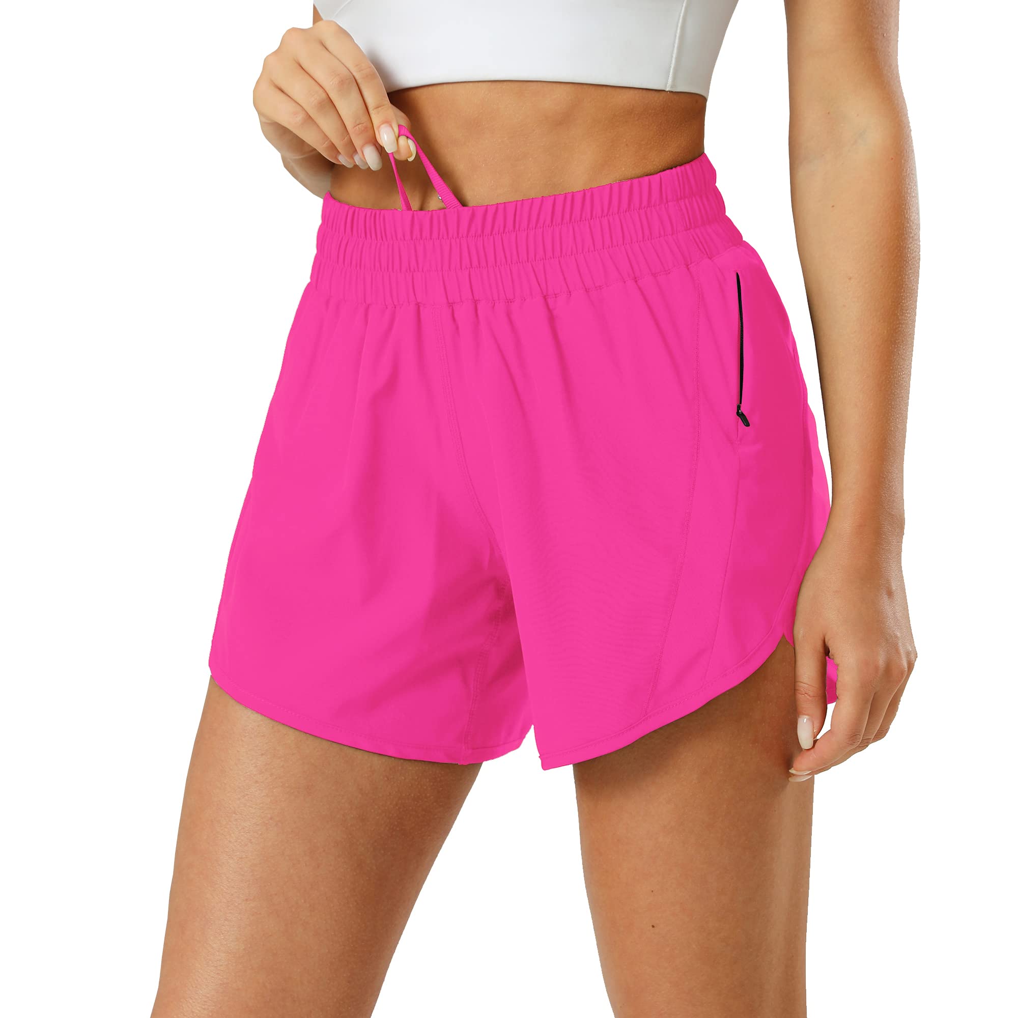 Aurefin Women's Quick Dry Athletic Running Shorts with Elastic Waist & Zip Pocket - Lightweight Workout Shorts for Running, Gym, Yoga & Outdoor Activities