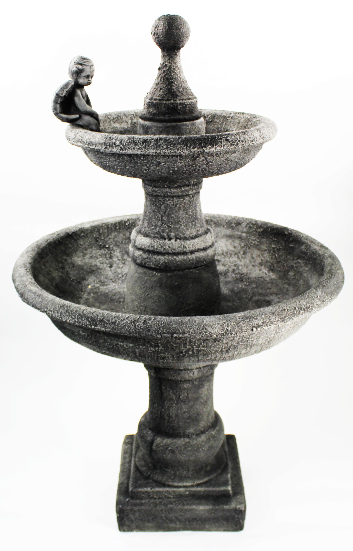 Ravello Two-Tier Angel Religious Water Fountain - Outdoor Garden Decor for Patio, Yard, and Meditation Spaces
