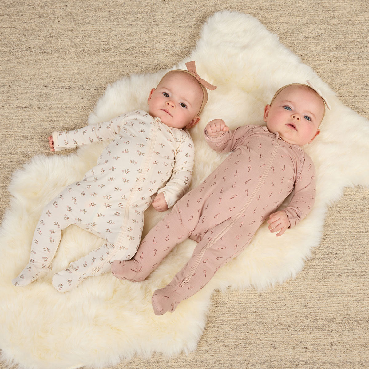 Bamboo Zip Footie Pajamas for Baby - Candy Cane & Blush Striped Pattern - Soft Organic Sleepwear for Infants & Toddlers - Perfect for Christmas Gifts, Newborn Photo Shoots & Cozy Winter Nights