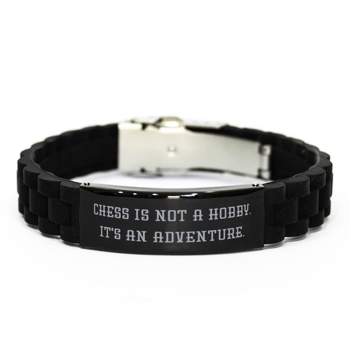 Funny Chess Gifts Bracelet - 'Chess is Not a Hobby, It's an Adventure' Sarcastic Black Glidelock Clasp Jewelry for Chess Players | Perfect Holiday & Birthday Gift for Friends Who Love Chess | Great for Tournaments, Game Nights & Chess Club Events