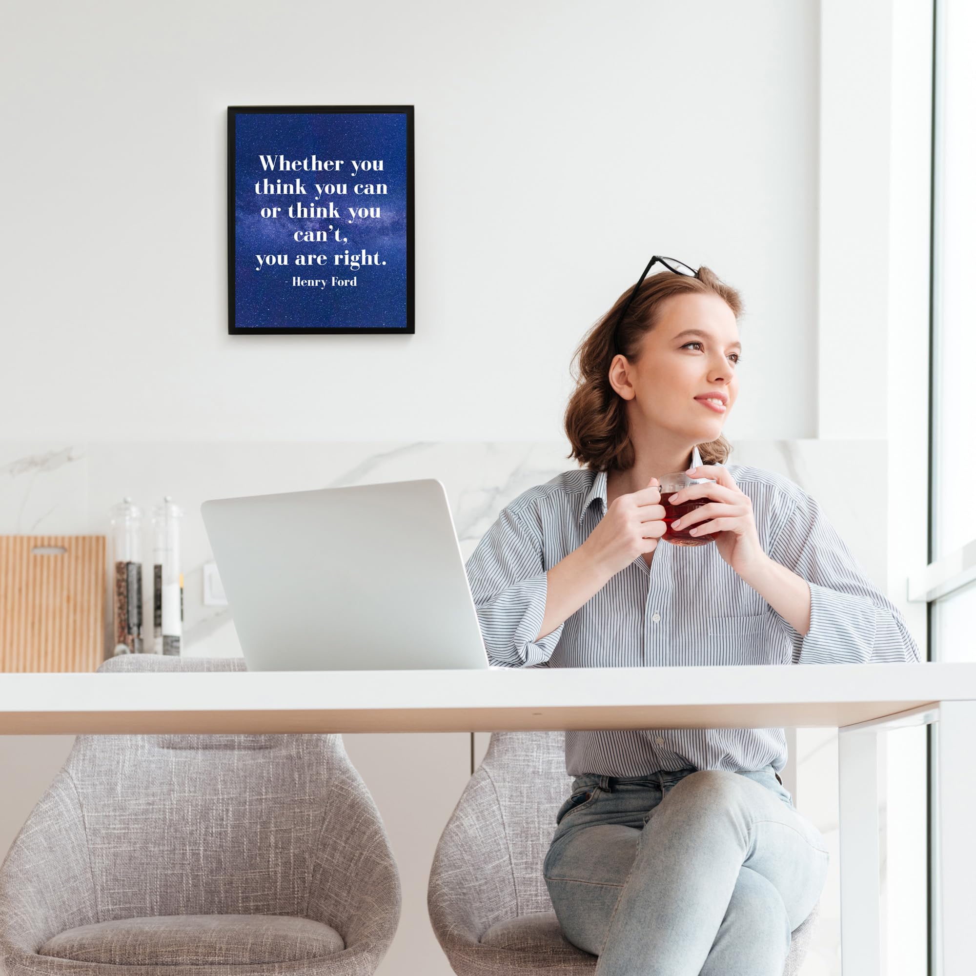 Think You Can or Can't - Modern Inspirational Wall Art Print, Motivational Quote Poster for Home & Office Decor - Starry Night Design - Unframed 8x10 - Perfect for Living Room, Bedroom, Workspace & Gift Giving