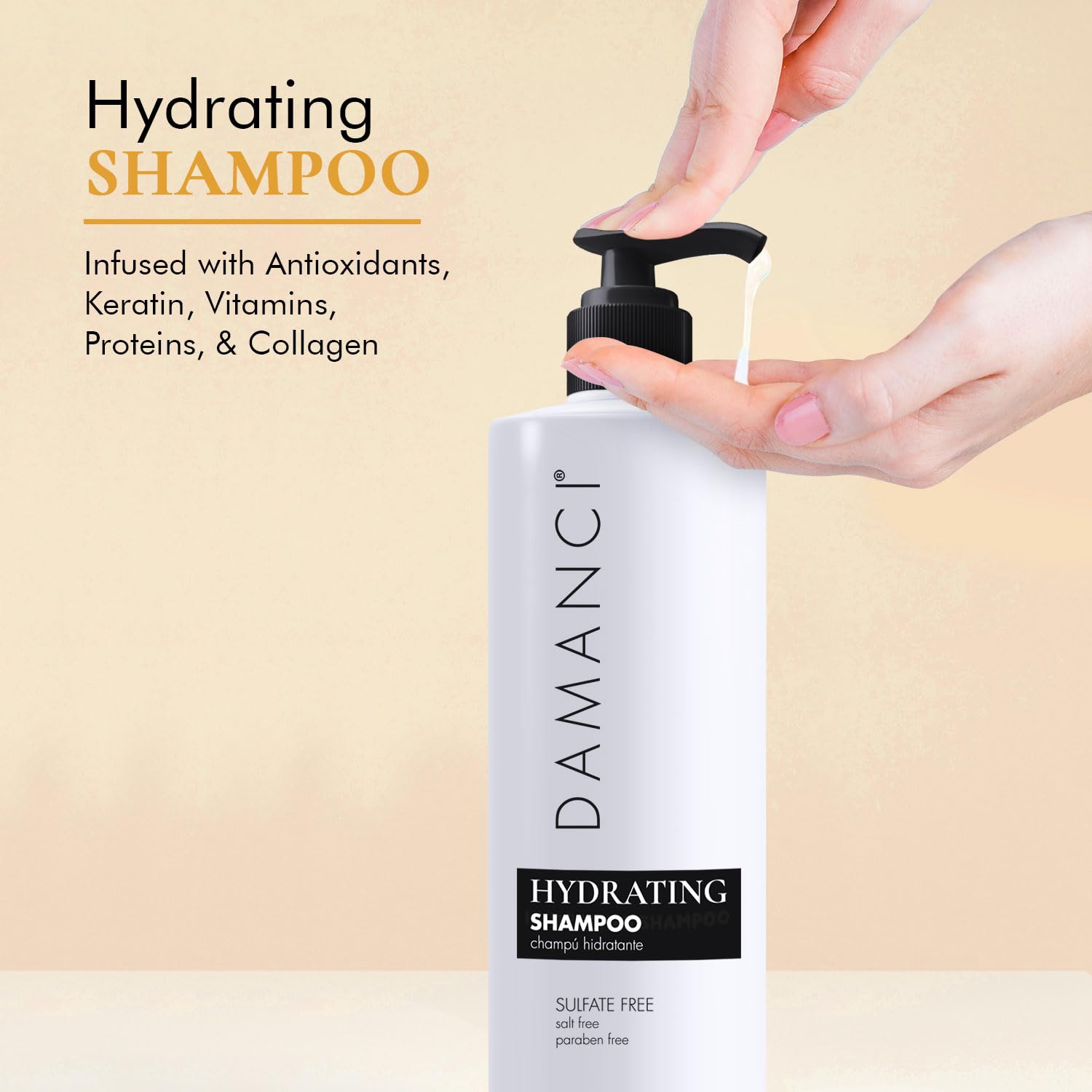 Hydrating Salt-Free Shampoo for Frizzy Hair - Sulfate & Paraben Free Keratin Shampoo with Collagen, Olive, Coconut & Jojoba Oil - 32 oz Hair Repair Treatment for Dry, Damaged Hair - Perfect for Daily Use & Color-Treated Hair