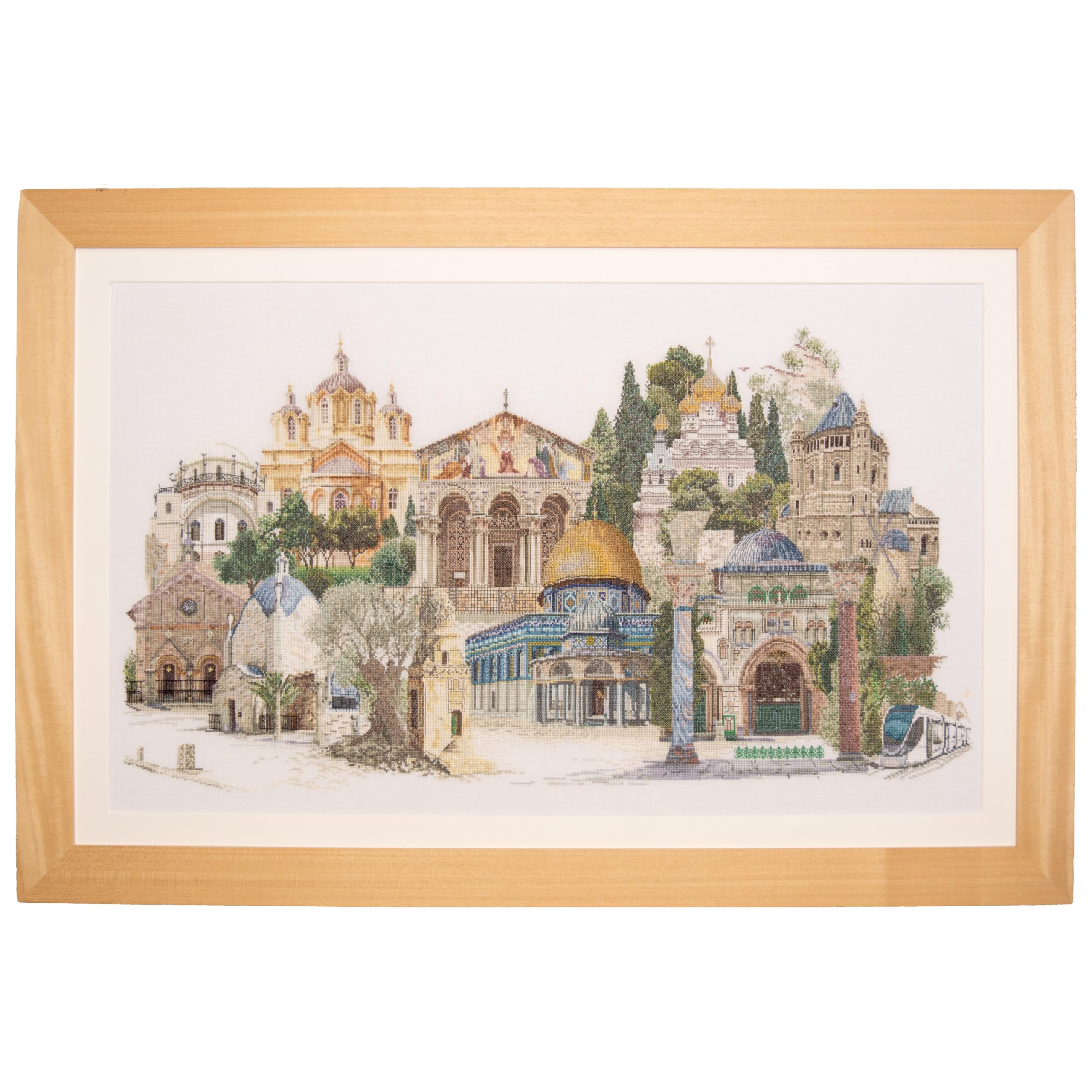 Thea Gouverneur Jerusalem Israel Counted Cross Stitch Kit - 18 Count Aida Fabric with DMC Embroidery Threads - Complete Embroidery Kit for Adults - Perfect for Home Decor, Gifts & Relaxation (Model 533A)