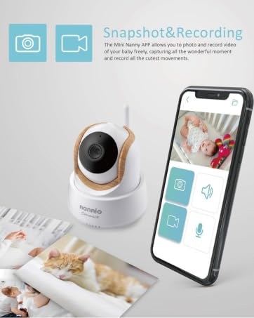 Nannio Smart Baby Monitor Camera - HD Wi-Fi PTZ Security Camera with 2-Way Audio, Night Vision & Temperature Sensor | No Monthly Fee | Works with Alexa | Perfect for Nursery, Kids Room & Home Security Monitoring