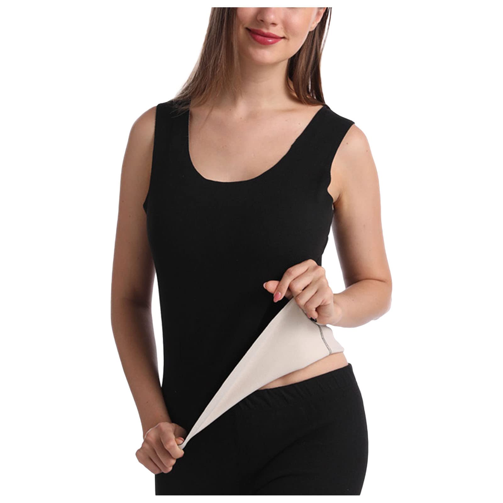 Misaky Women's Cotton Thermal Fleece Lined Camisole - Warm Winter Base Layer Tank Top for Women - Perfect for Layering, Outdoor Activities & Cold Weather Comfort
