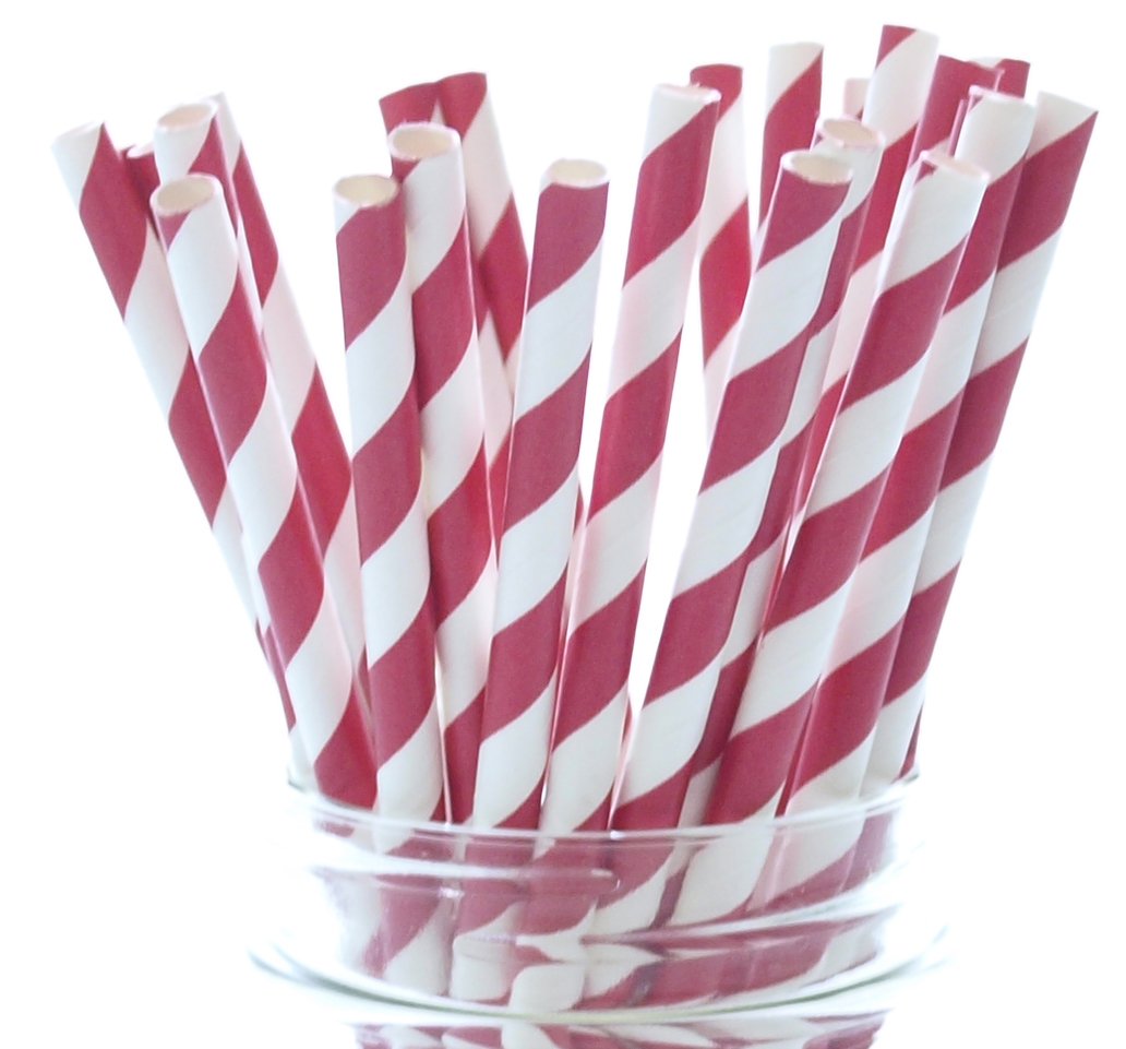 Red Candy Cane Stripe Christmas Drinking Straws - 25 Pack | Eco-Friendly Paper Straws for Holiday Parties, Weddings & Christmas Celebrations | Festive Red & White Striped Straws for Hot Cocoa, Milkshakes & Cocktails