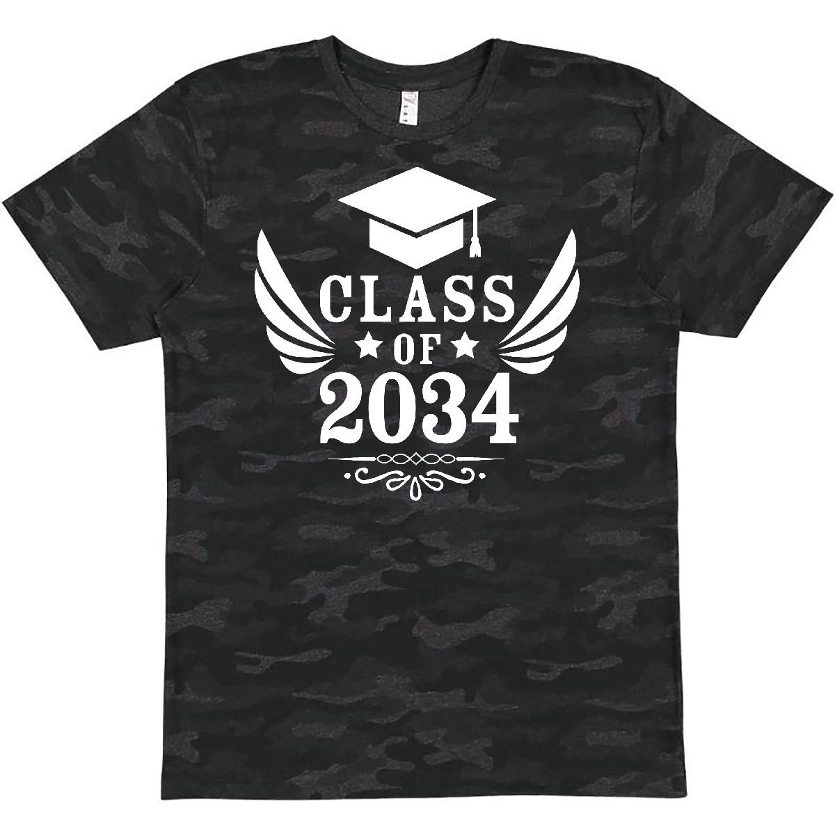 Inktastic Class of 2034 Graduation Cap & Wings Graphic T-Shirt - Perfect for High School Graduation Parties & Senior Year Celebrations