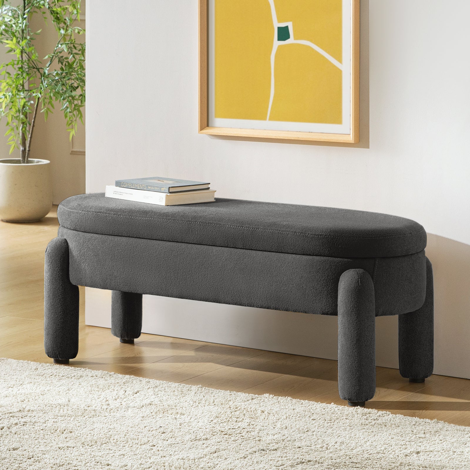 Flavio Storage Bench with Waterproof Fabric - Stylish Entryway Seat & Shoe Storage Organizer for Living Room, Bedroom, or Mudroom