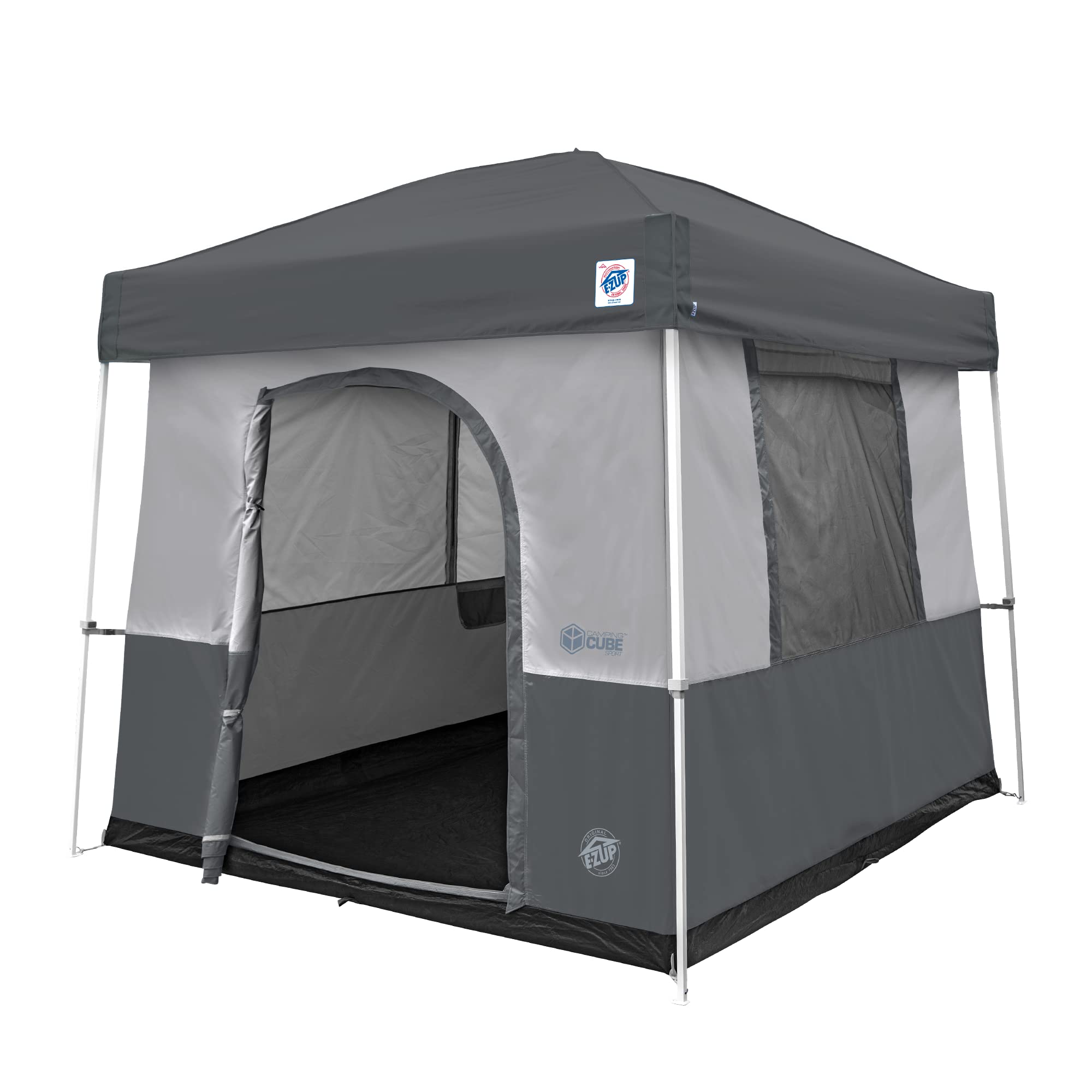 E-Z UP Camping Cube Sport Tent - Convert 10' Angled Leg Canopy into Camping Shelter (Grey) - Perfect for Outdoor Adventures, Beach Trips & Festival Camping (Canopy/Shelter Not Included)