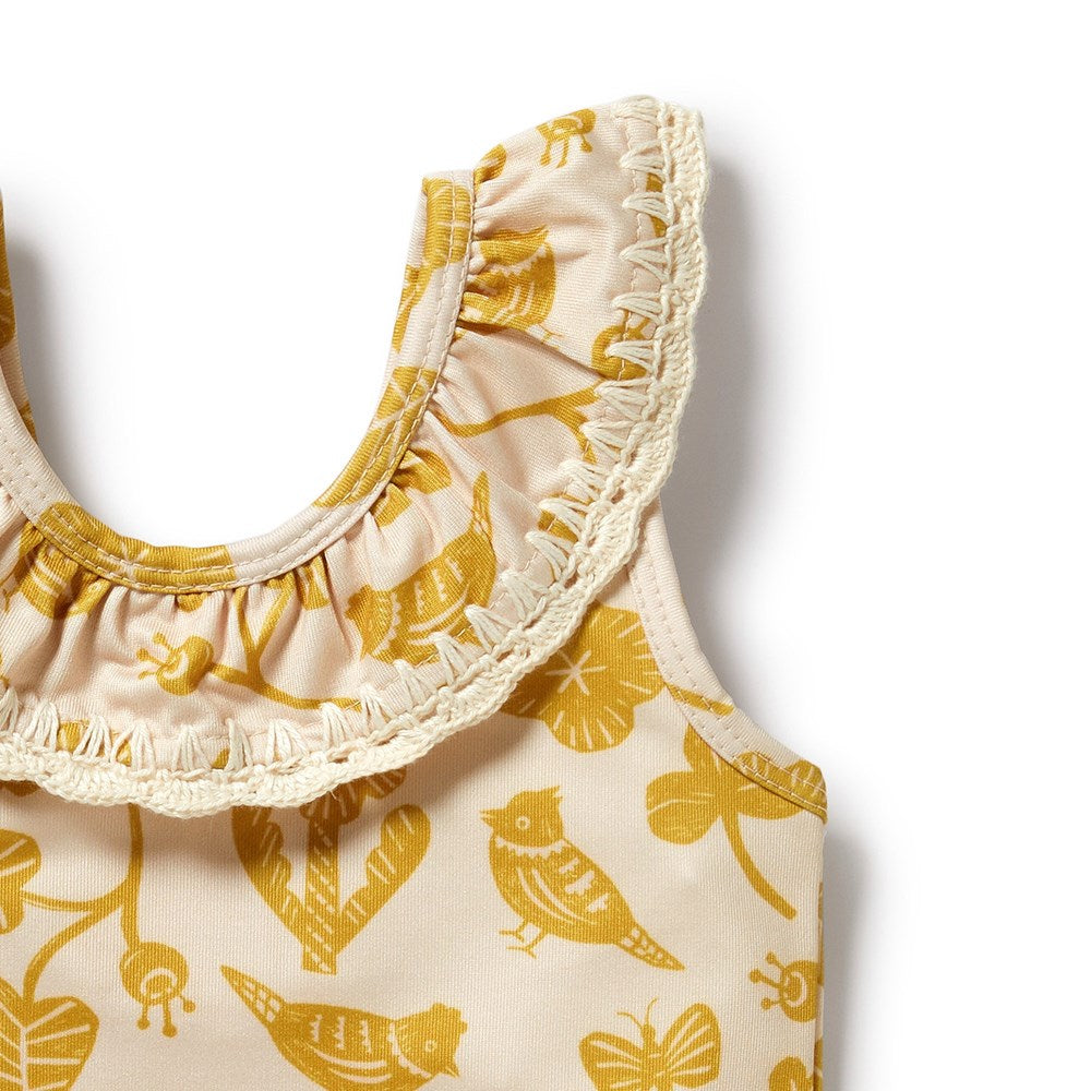 Goldie Floral Crochet Swimsuit - Women's Vintage Boho Beach Cover Up for Pool Party & Summer Vacation