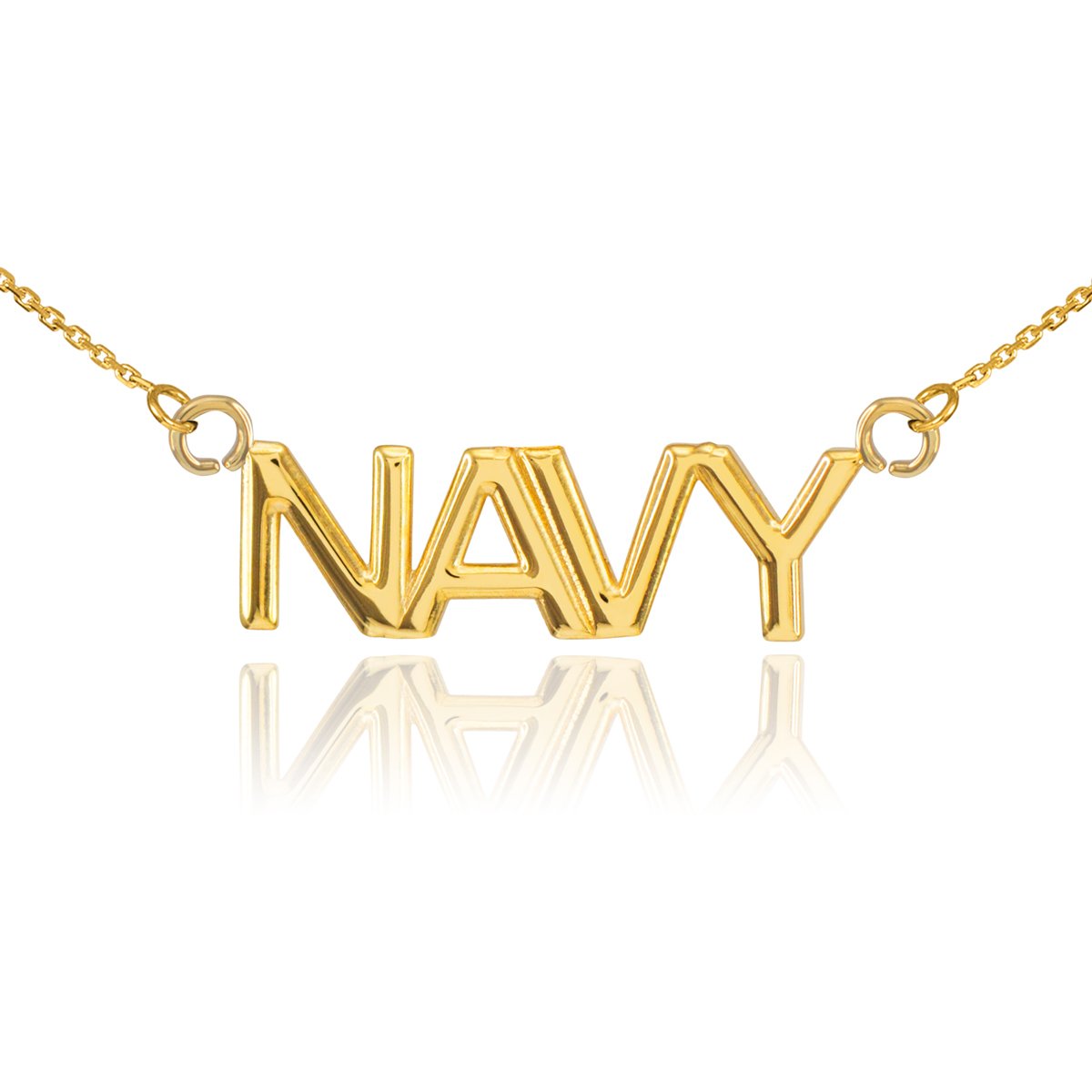 14K Yellow Gold Navy Necklace for Women - Elegant American Heroes Jewelry Gift for Military, Veterans & Patriotic Occasions