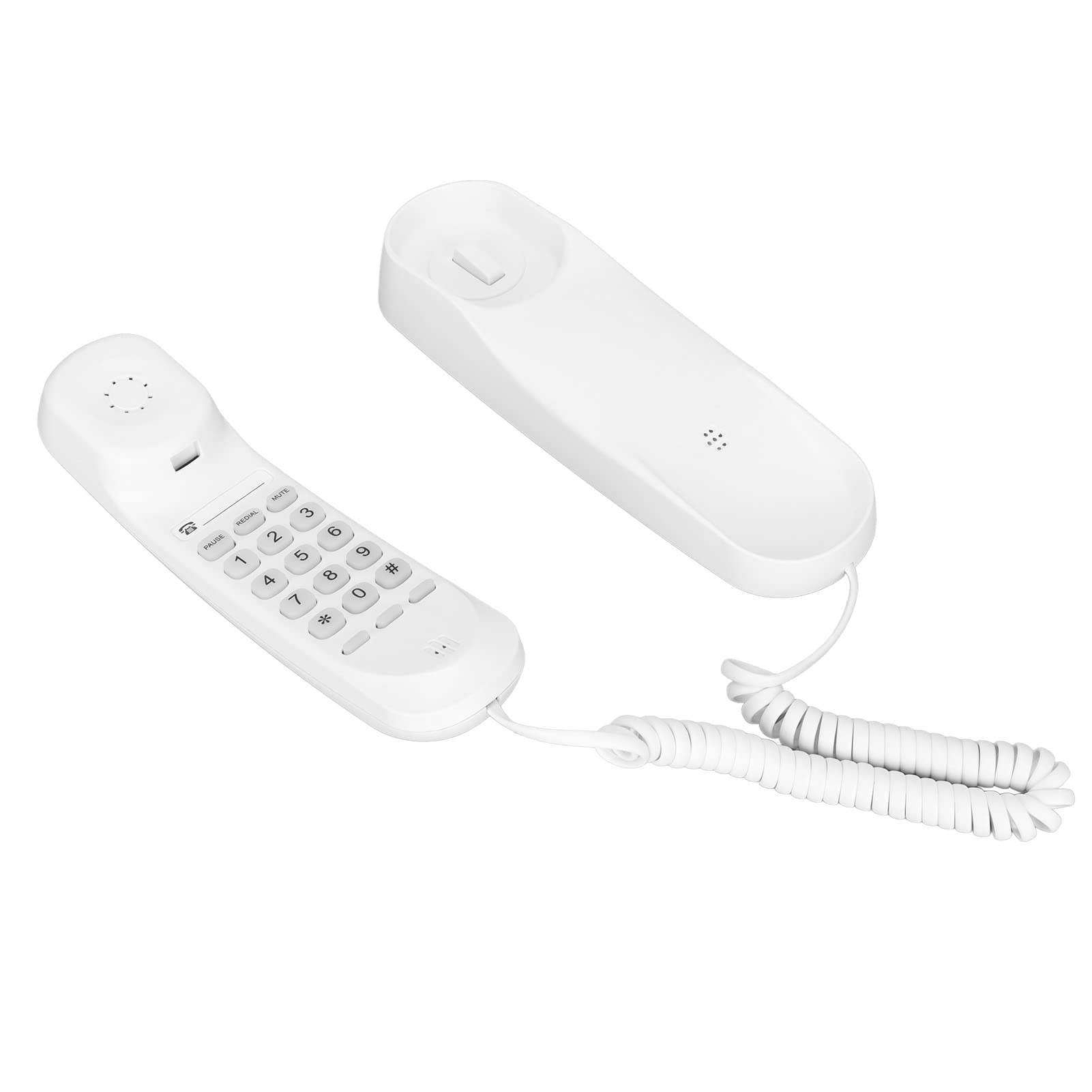 Landline Corded Phone with Wall Mount & Desktop Design - Reset/Flashing/Redial/Mute/Pause Functions - Wired Fixed Telephone for Home, Hotel & Office Use - TC 990 White - Perfect for Business Calls, Emergency Use & Daily Communication