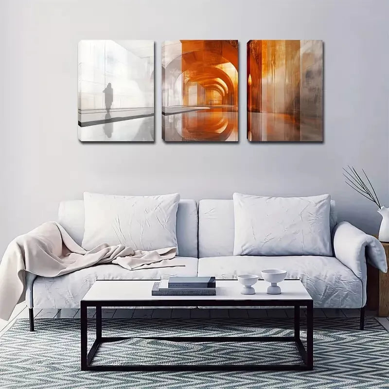 3-Piece Abstract Architecture and People Wall Art Set - Framed Canvas 40x60cm - High Quality Print - 100% Australian Made - Ready to Hang - Perfect for Living Room, Bedroom or Office Decor