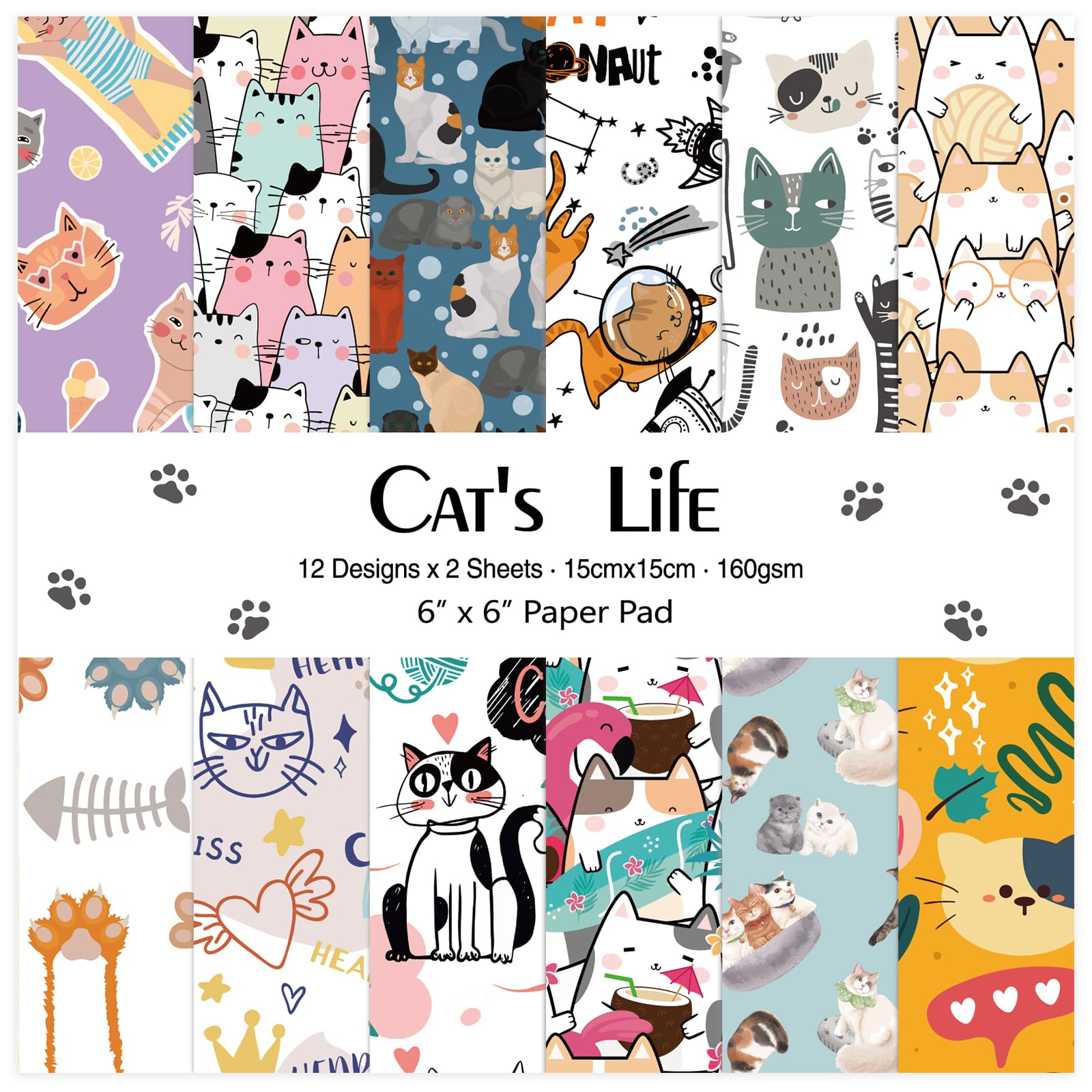 24 Sheets 12 Designs Scrapbook Paper Pad, 6