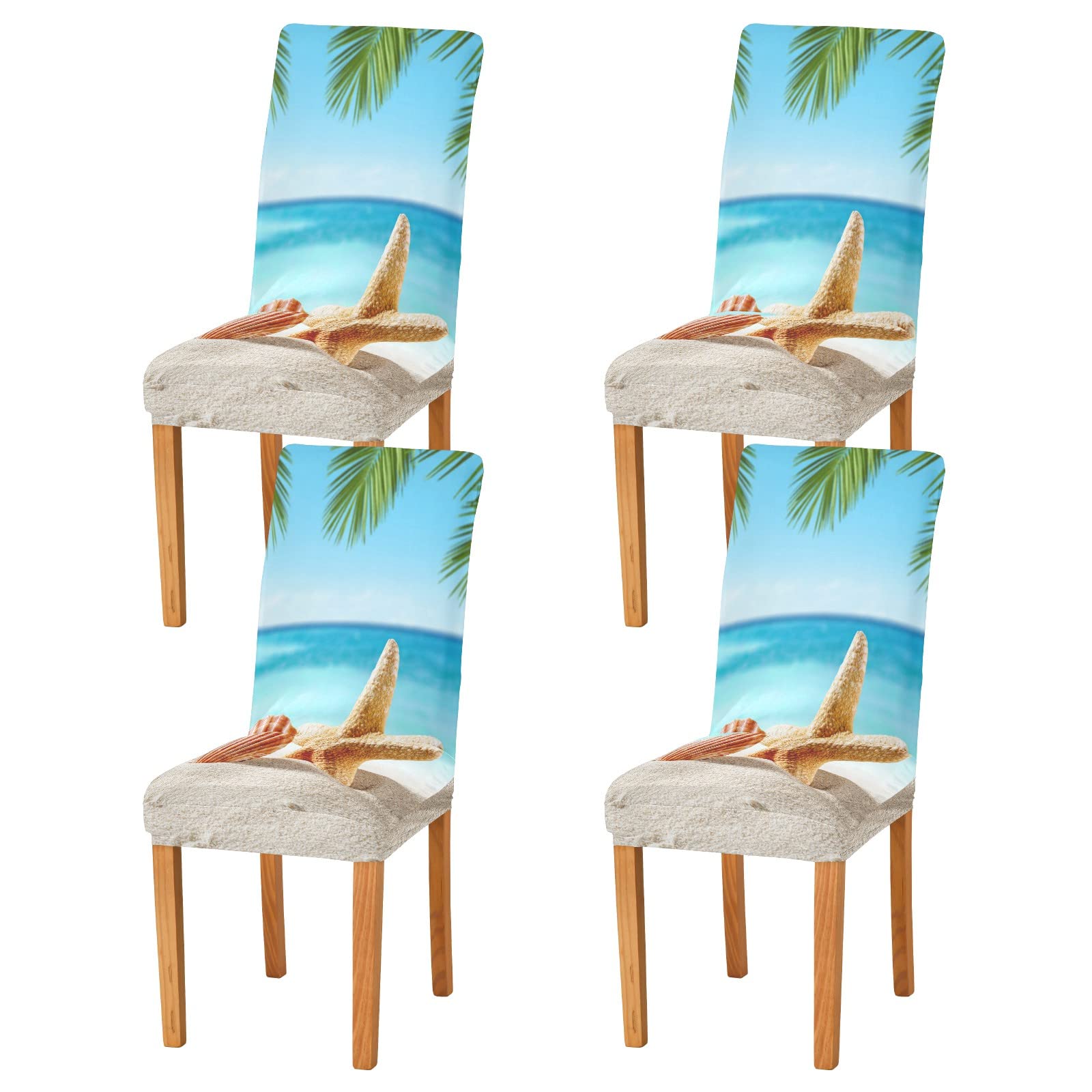 ALAZA Stretch Dining Room Chair Covers - Washable Parson Chair Slipcovers for Kitchen, Ceremony & Beach Themed Decor | Perfect for Summer Entertaining & Coastal Home Design