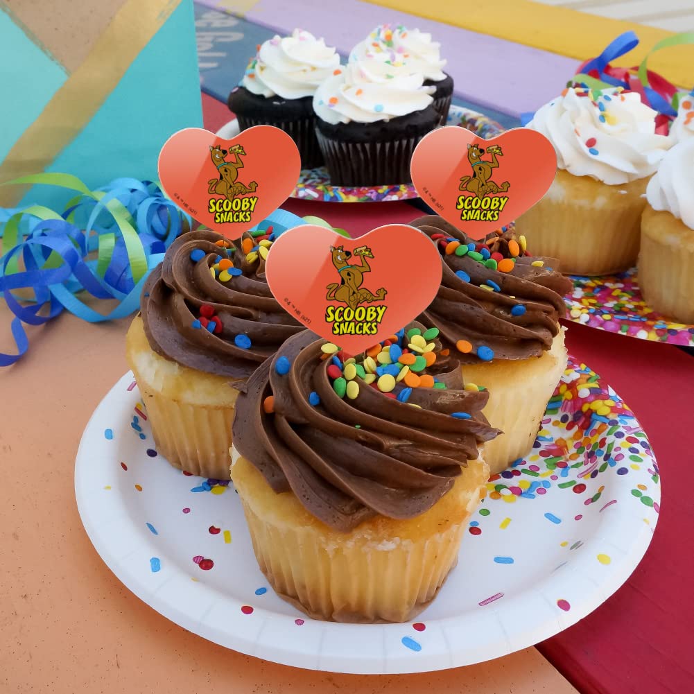 Scooby Snacks Heart Love Cupcake Picks Toppers - Set of 6 Adorable Cake Decorations for Valentine's Day, Birthday Parties & Wedding Desserts