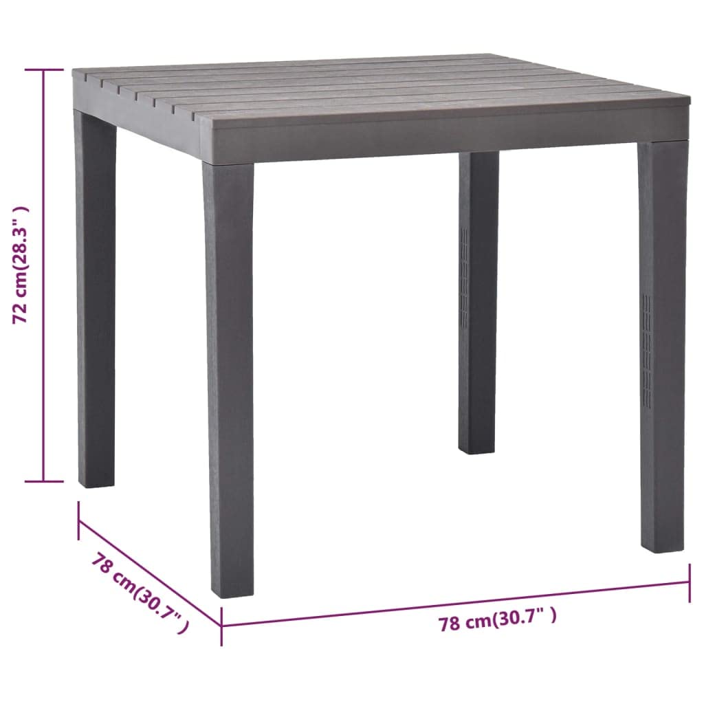 vidaXL Brown Plastic Outdoor Garden Table Set with 2 Benches - Perfect for Patio, Backyard, and Picnic Use