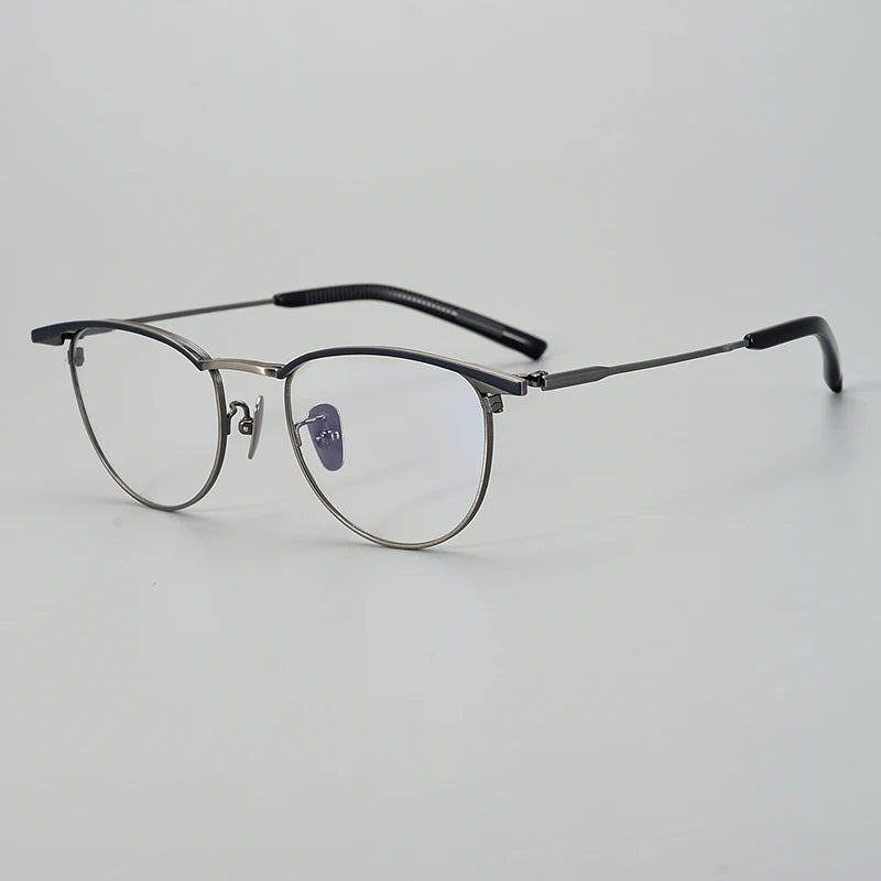 Aimee Unisex Full Rim Brow Line Oval Titanium Eyeglasses 19155 - Lightweight Durable Frame for Men & Women - Perfect for Reading, Working & Fashion Accessories