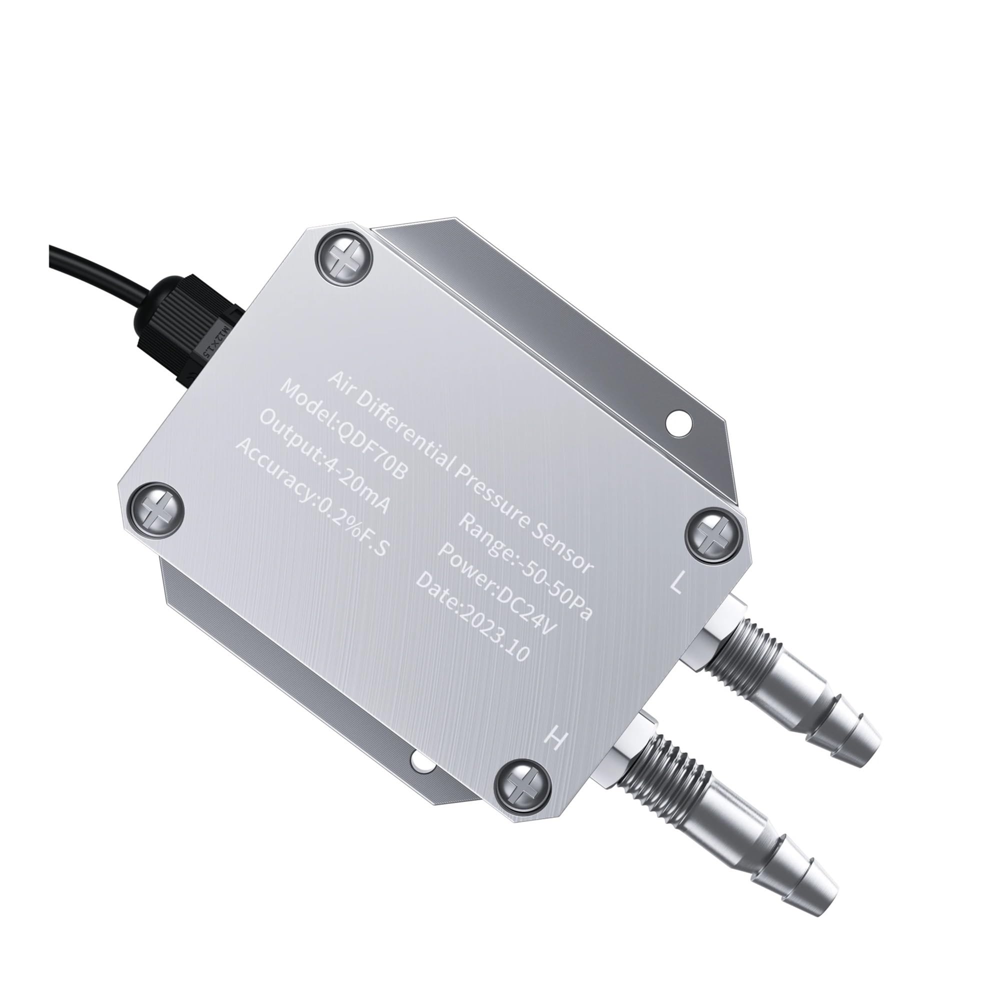 High-Precision Air Pressure Sensor 4-20mA Digital Wind Differential Pressure Transmitter -100-100Kpa RS485 Gas Pressure Transducer with 0-10V Output for HVAC, Industrial Automation, and Laboratory Applications