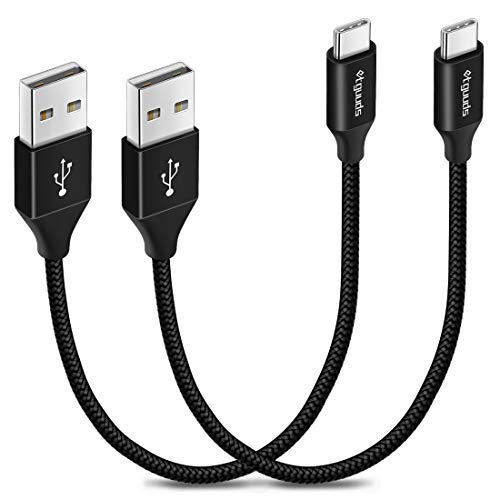 2-Pack 0.3M USB A to USB C Fast Charging Cable - Short 30CM USB C Cable for Samsung Galaxy S23/S22/S20/S10/S9/S8 Plus/S10E/A20E/A15/A50/A40 - Durable Charger Cord for Home, Office & Travel (Black)