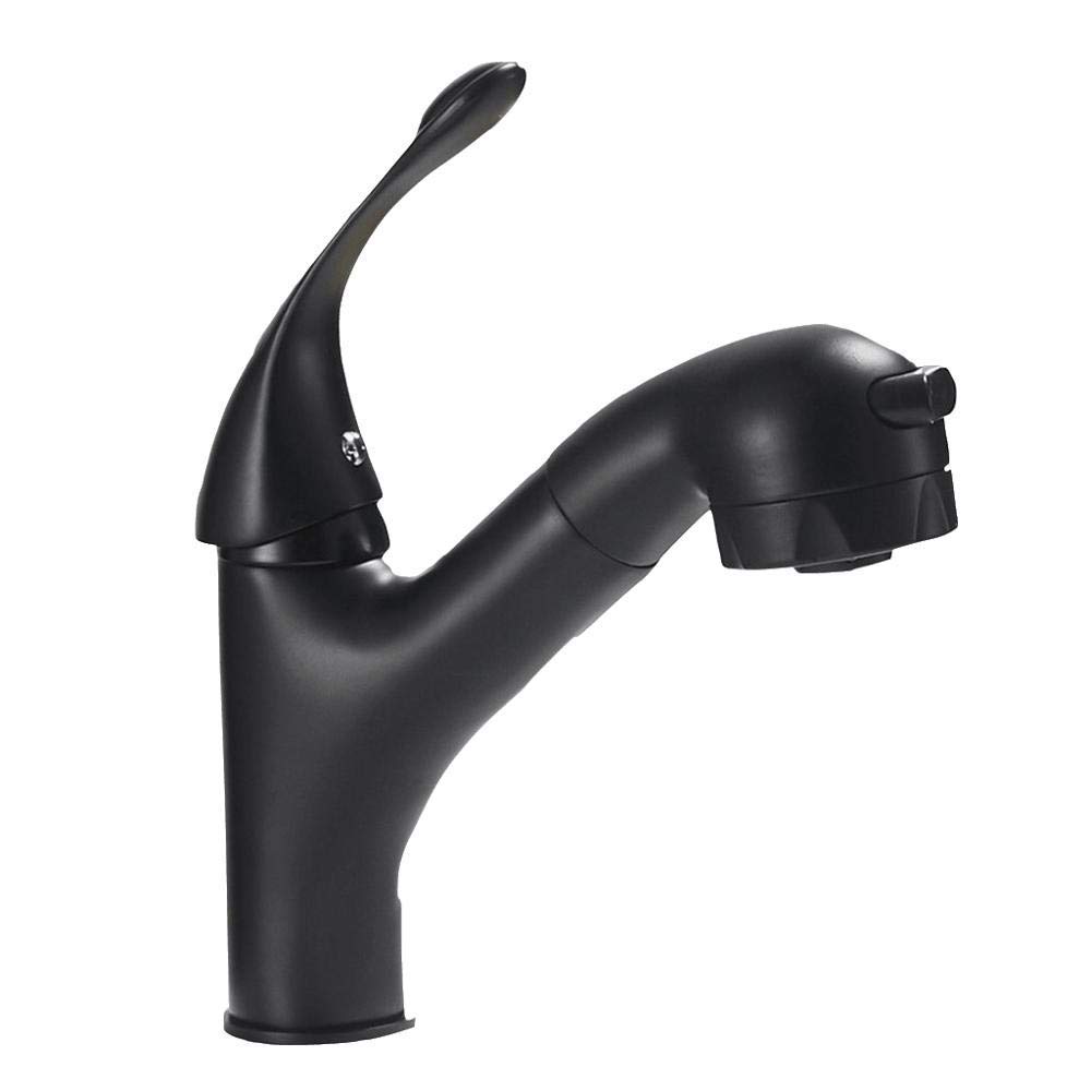 MAHWTF Single Handle Pull-Out Bathroom Sink Faucet with Hot & Cold Water - Black Chrome Finish for Modern Vanities & Boat Bathrooms