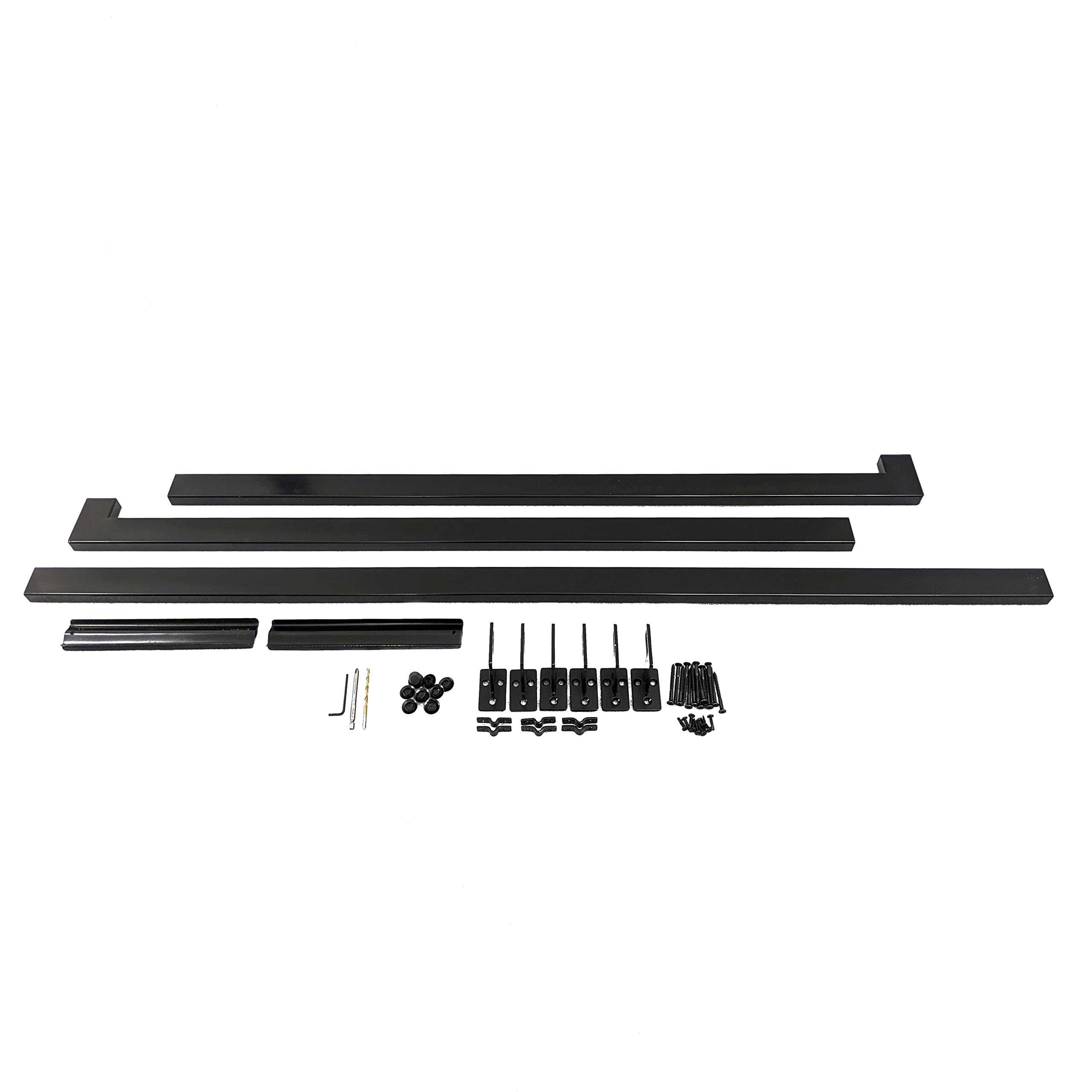 Modern Aluminum Handrail Grab Bar Kit with Adjustable Steel Brackets - 14ft Wall-Mounted Safety Rail in Matte Black Powder Coat for Stairs, Bathroom & Elderly Home Safety