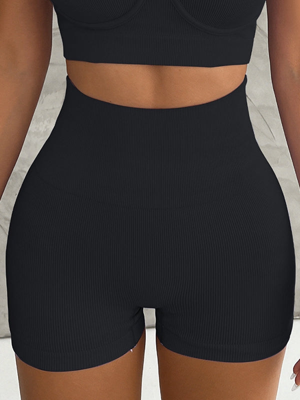 ZASUWA Women's Ribbed Push Up Sports Bra & Shorts Set - Gym Workout, Running, Yoga Activewear