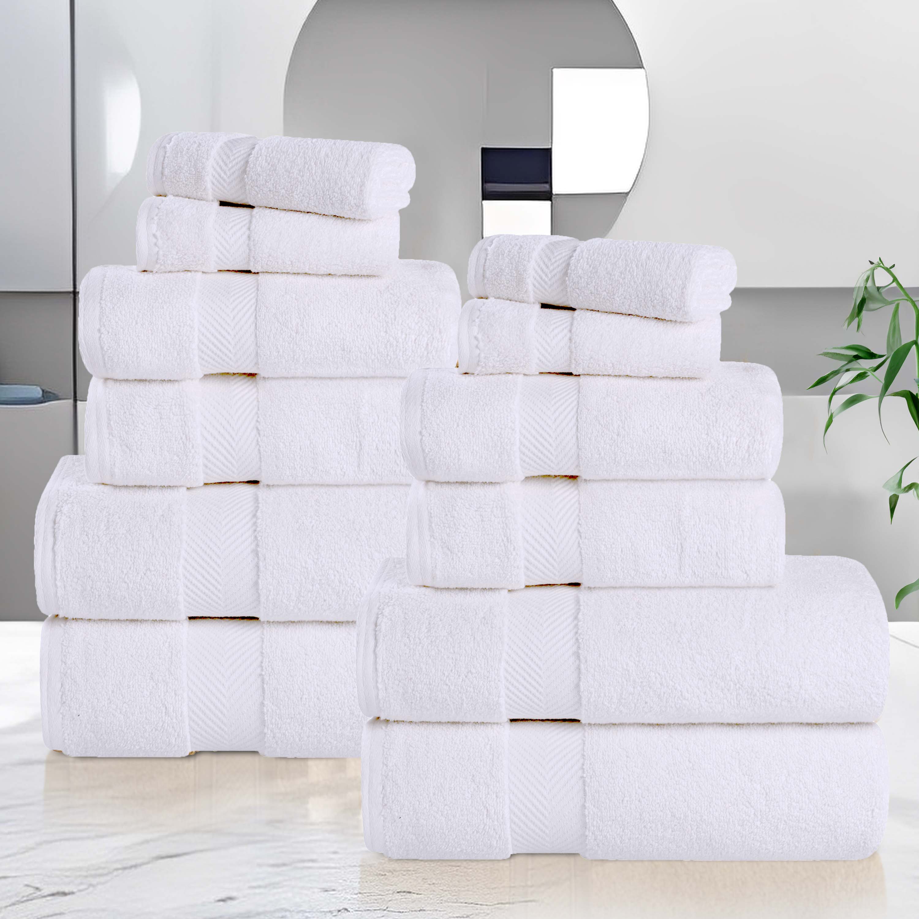 Premium Zero Twist Cotton Towels - Ultra Soft & Highly Absorbent 12-Piece Bath Towel Set for Spa, Gym & Luxury Home Use