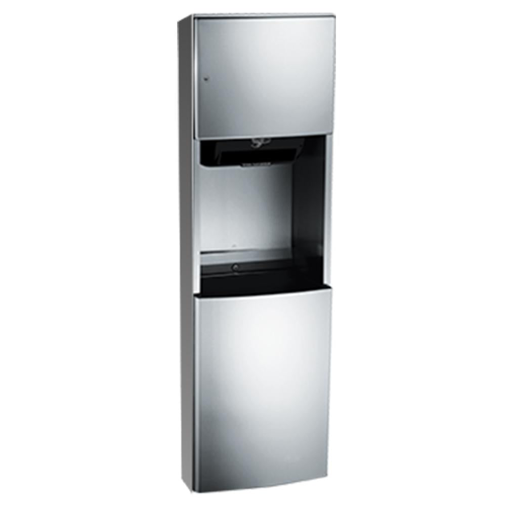 ASI 204692AC 6 Roval Automatic Roll Paper Towel Dispenser with Built-in Waste Receptacle - Semi-Recessed Satin Finish for Restrooms, Kitchens & Commercial Spaces