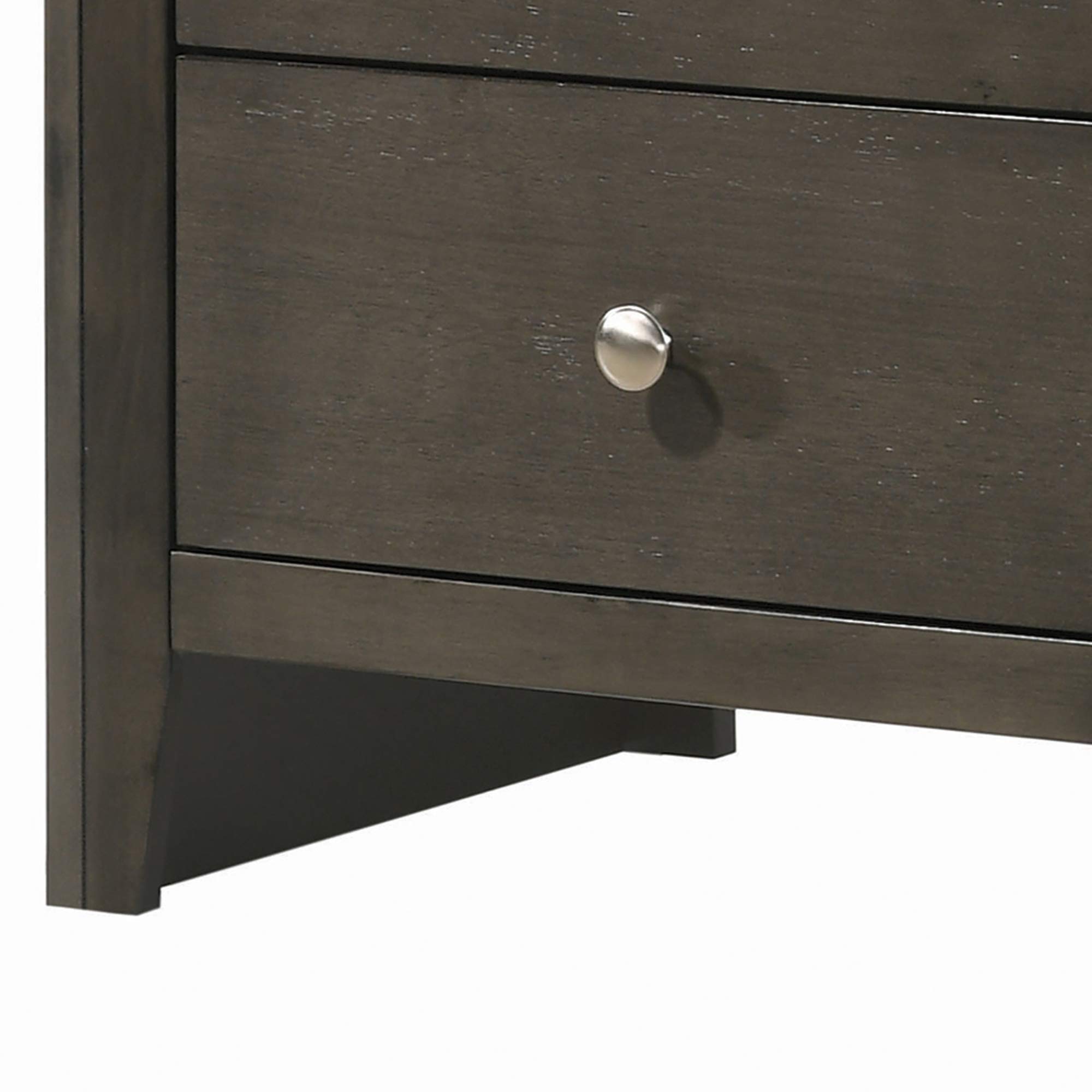 Benjara Gray Wooden Nightstand with 2 Drawers & Round Pull Handles - Modern Bedside Table for Bedroom, Living Room, or Guest Room Storage