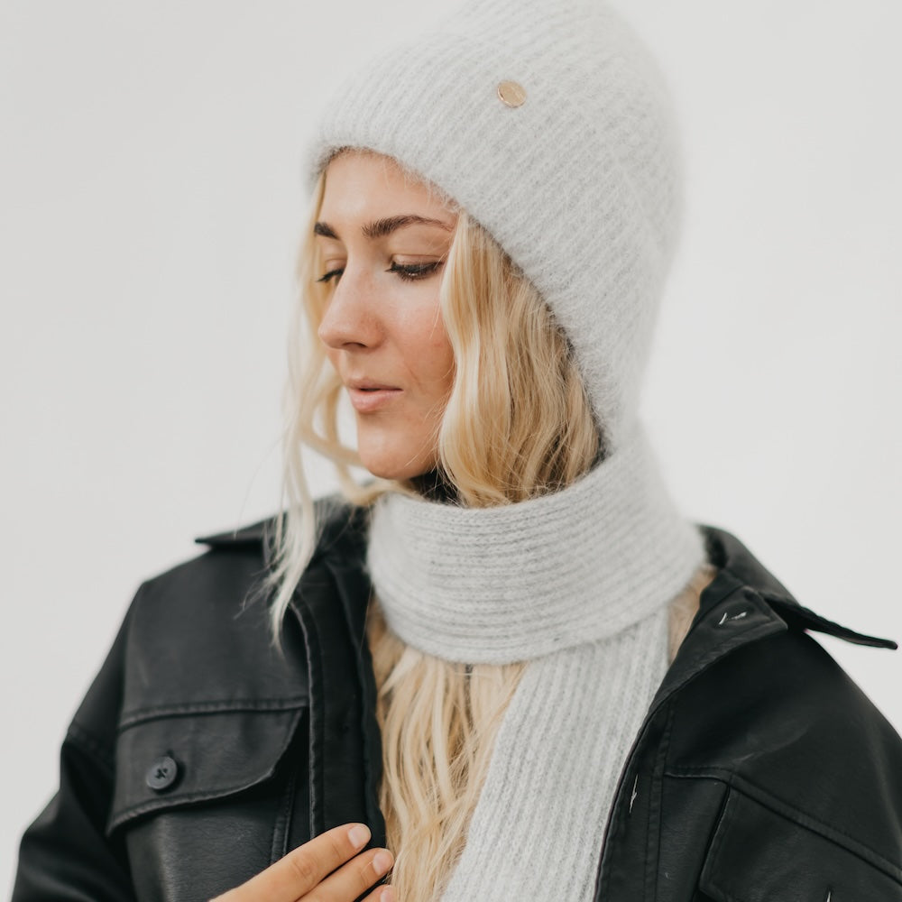 Joy Dynamic Scarf and Beanie Set - Winter Warm Knit Accessories for Women & Men - Perfect for Outdoor Activities, Skiing, and Snowboarding