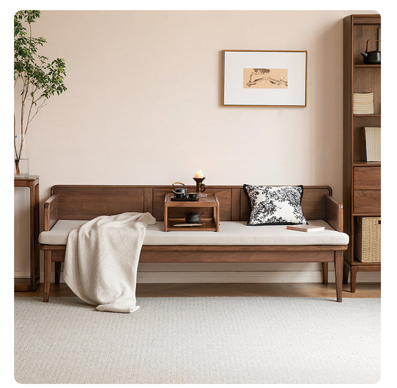 Premium Solid Wood Bed Frame - Black Walnut & Oak - Modern Chinese Style Bedroom Furniture for Master Bedroom or Guest Room