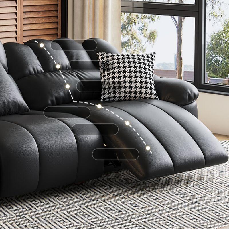 L Shape Sofa Chaise with USB Port - Modern Black Upholstery 4-Piece Sectional Set - Left-Facing Chaise Lounge with Sloped Arms - Perfect for Living Room, Home Theater & Small Spaces