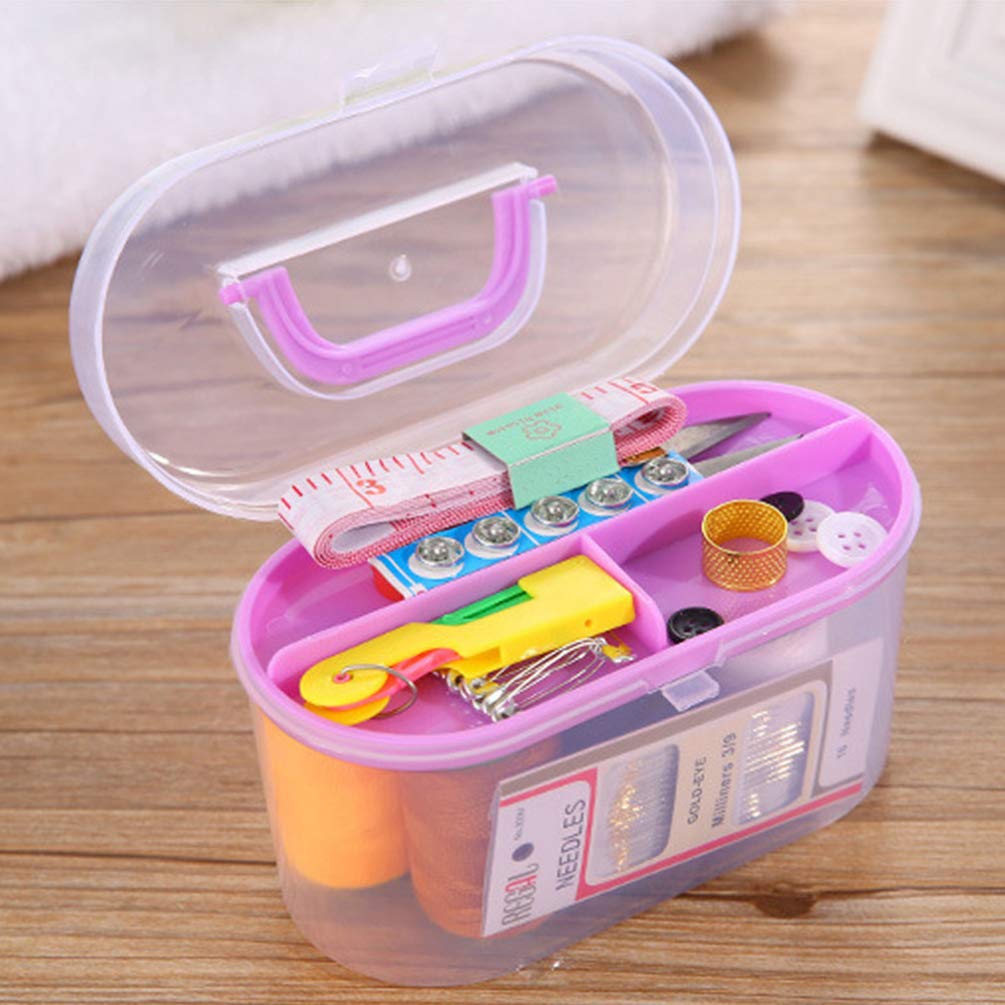 SUPVOX Double Layer Plastic Sewing Storage Organizer Box with Handle - Empty Knitting Container for Needles, Thread & Sewing Supplies (Random Color, 1Pc) - Perfect for Home Crafting, Travel & Sewing Projects