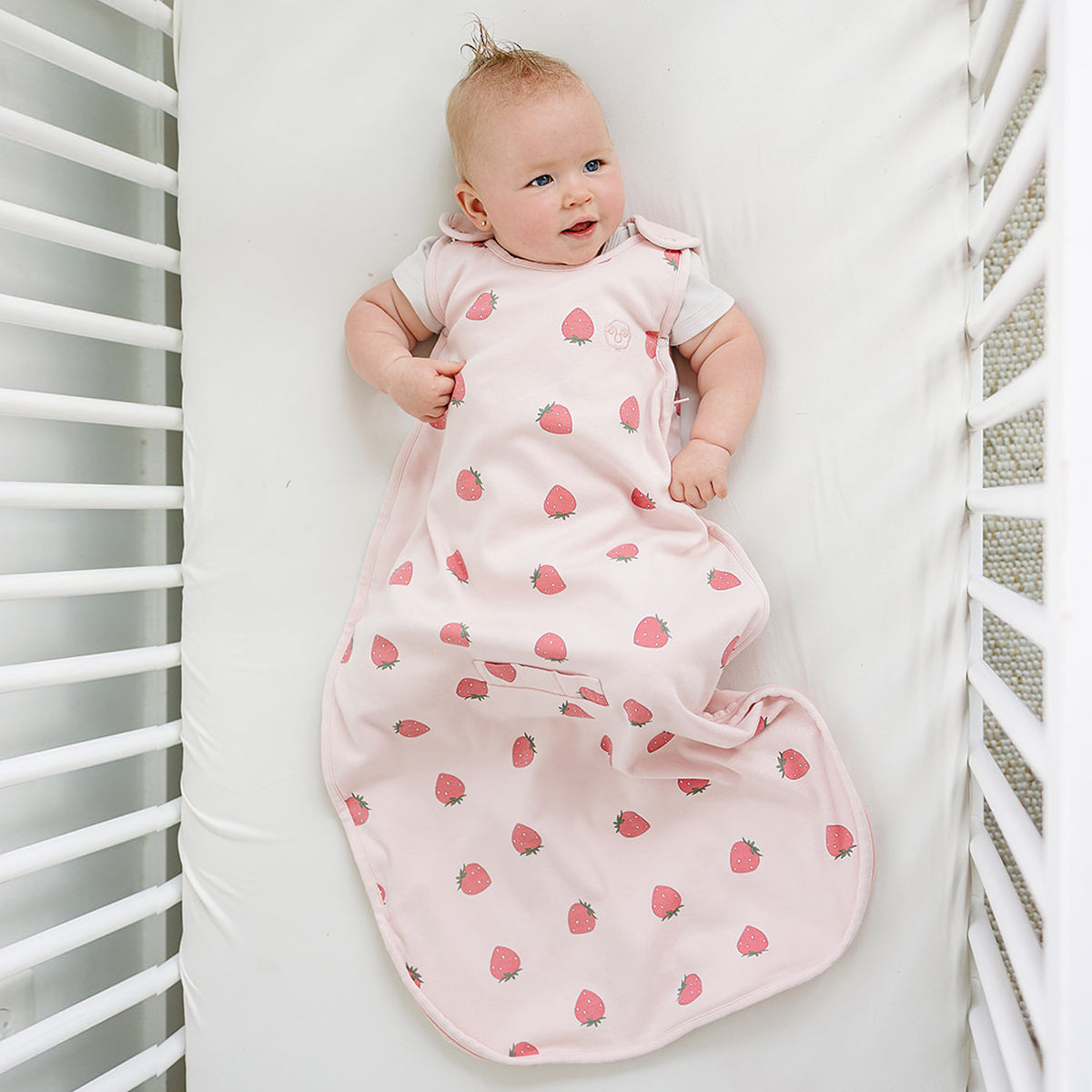 4 Season Toddler Sleep Sack - Merino Wool & Organic Cotton for Babies 2-4 Years - Strawberry Design - Perfect for Nursery, Daycare & Travel